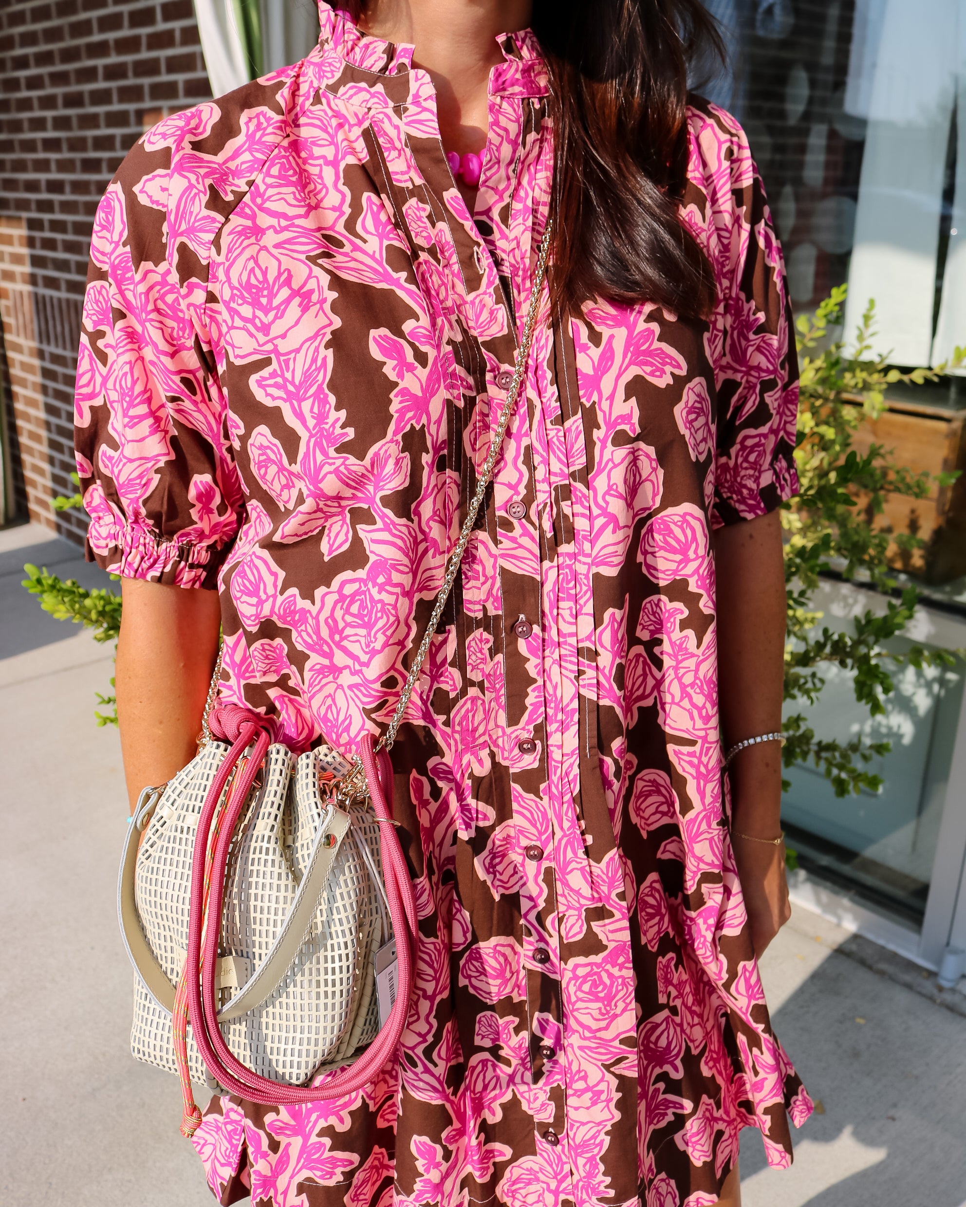 Button Front Floral Dress
