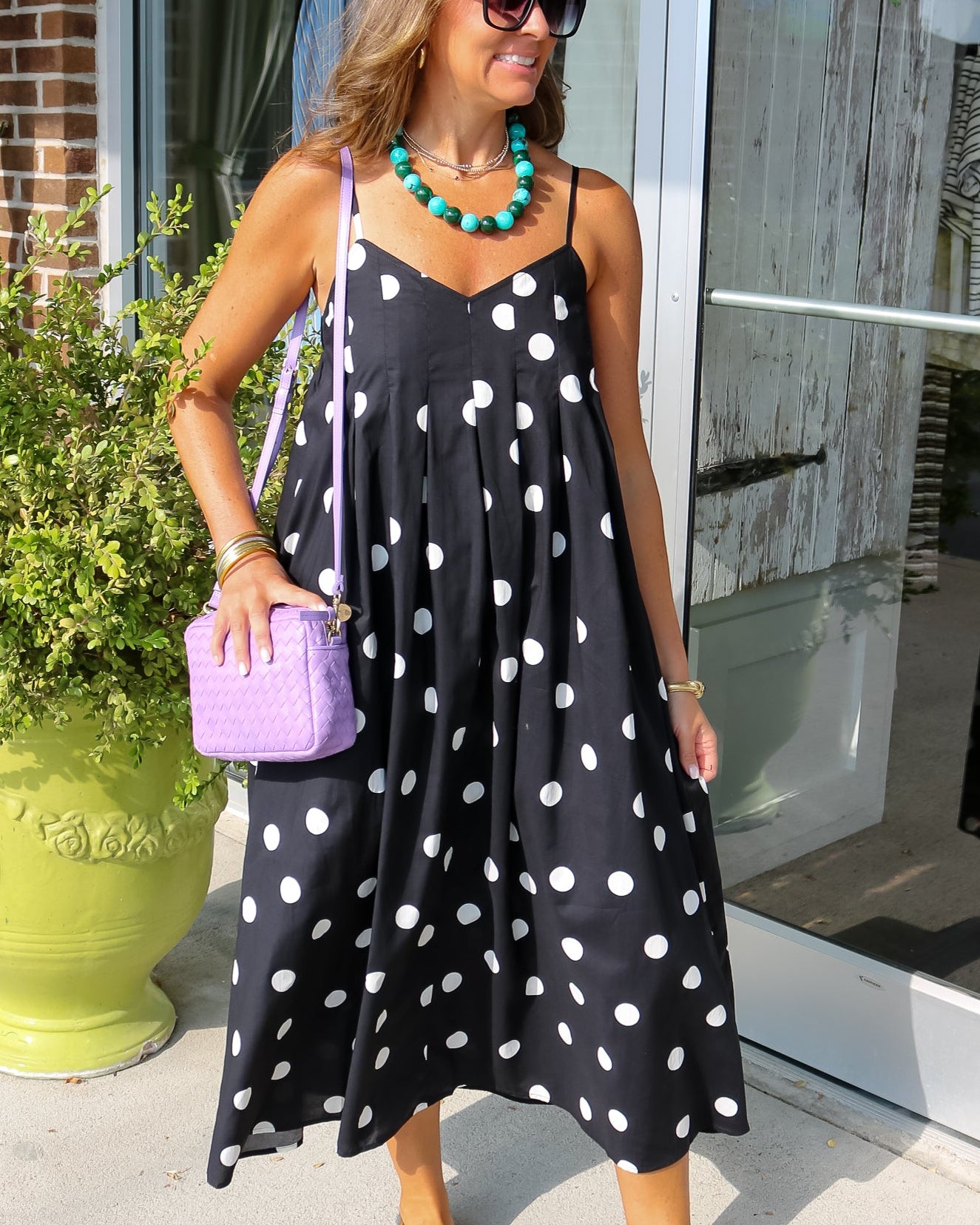 Thin Strap Polka Dot Dress