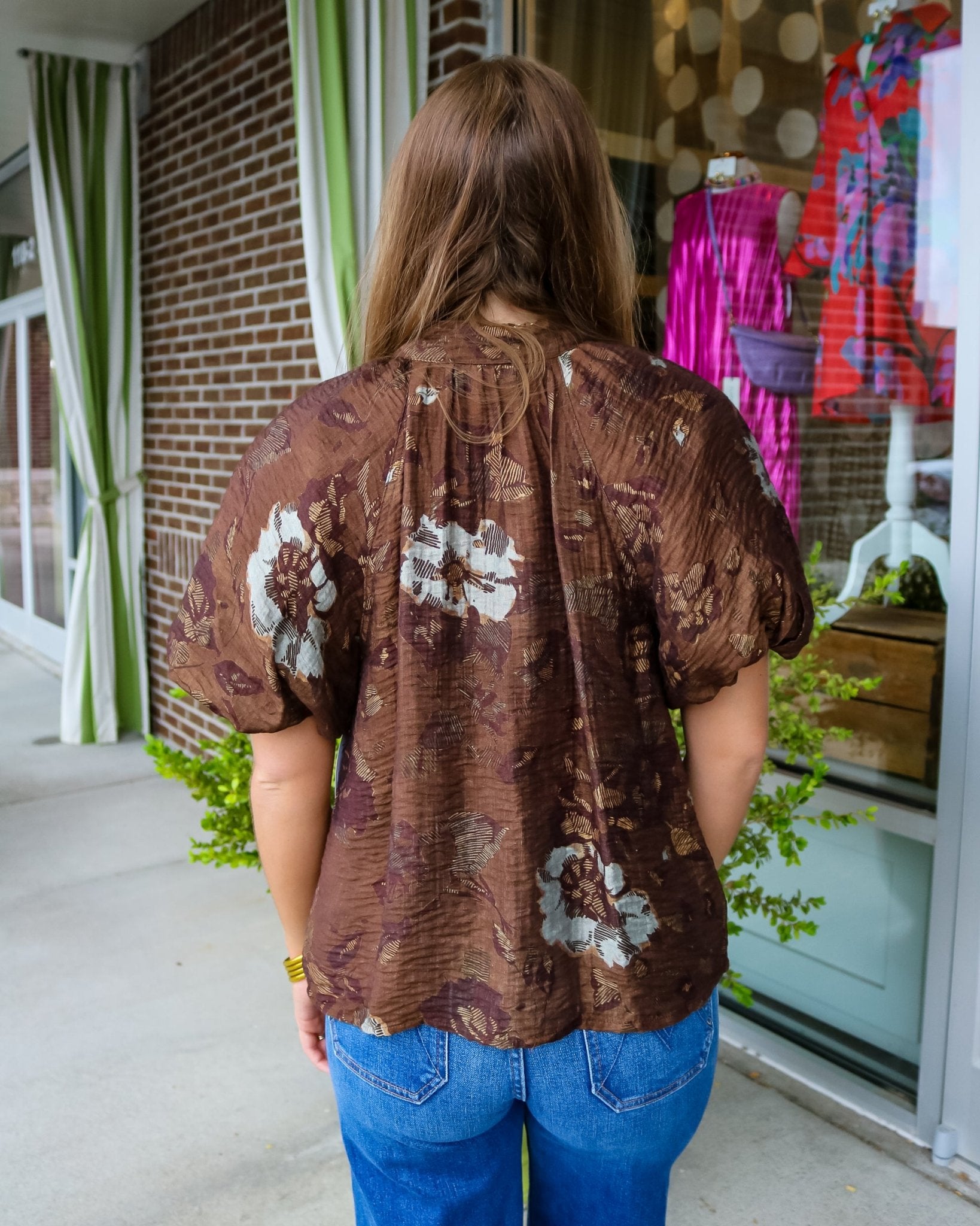 Textured Floral Puff Shirt - Olive You BoutiqueTHML236509THS2040-2