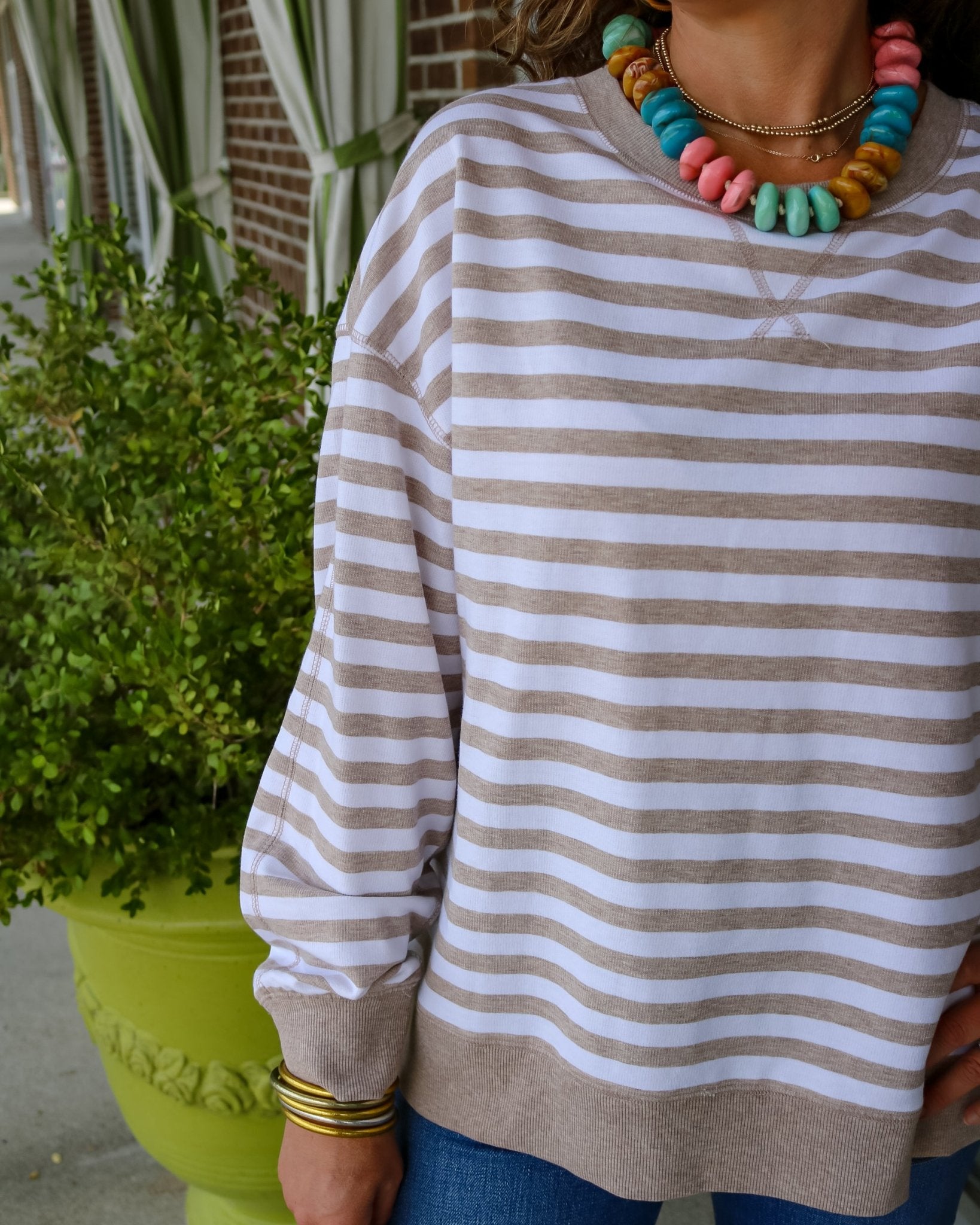 The Everyday Striped Crew - Olive You BoutiqueZ SUPPLY236101ZT263558
