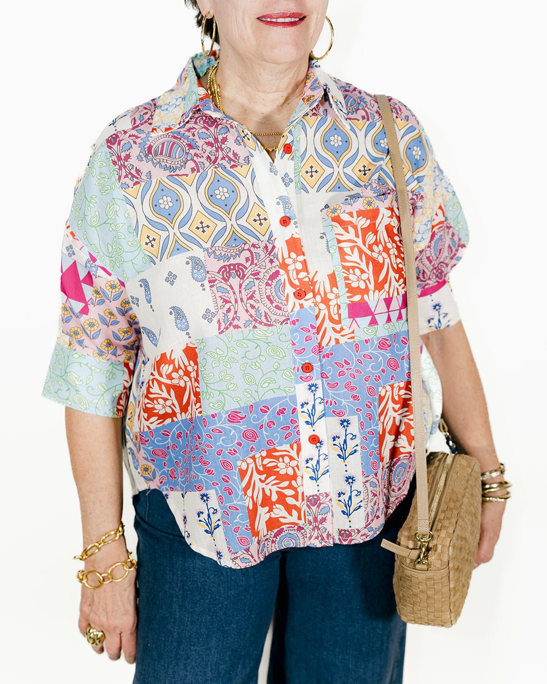 Button Up Floral Blouse - Olive You BoutiqueJOY JOY22854976A4952