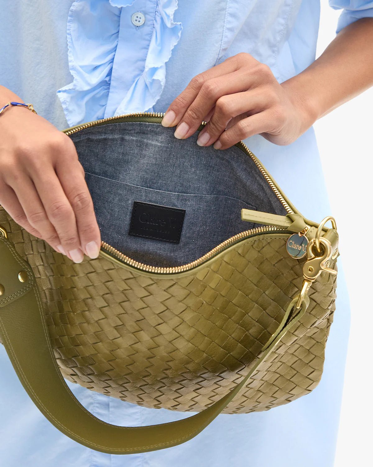 Moyen Messenger Woven Diagonal - Olive - Olive You BoutiqueClare V.231019CVH100683
