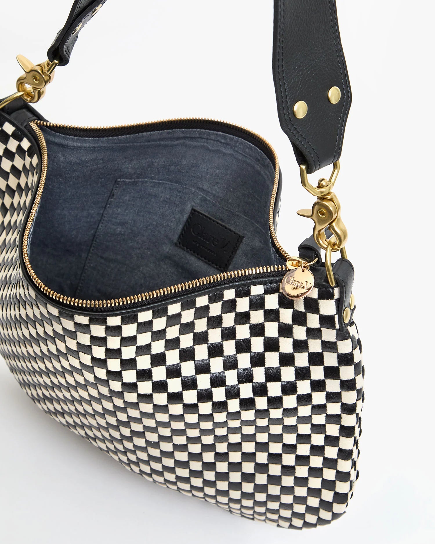 Moyen Messenger Woven Check - Black/Cream - Olive You BoutiqueClare V.228123HB-SH-MY-100053