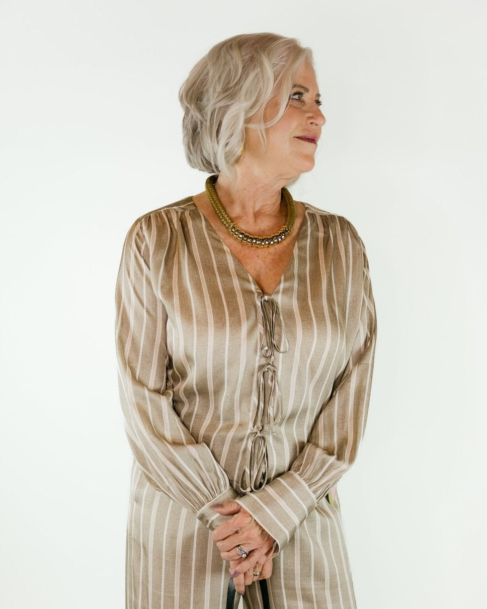 Kayla Stripe Bow Front Shirt - Olive You BoutiqueFIFTEEN - TWENTY INC.228063