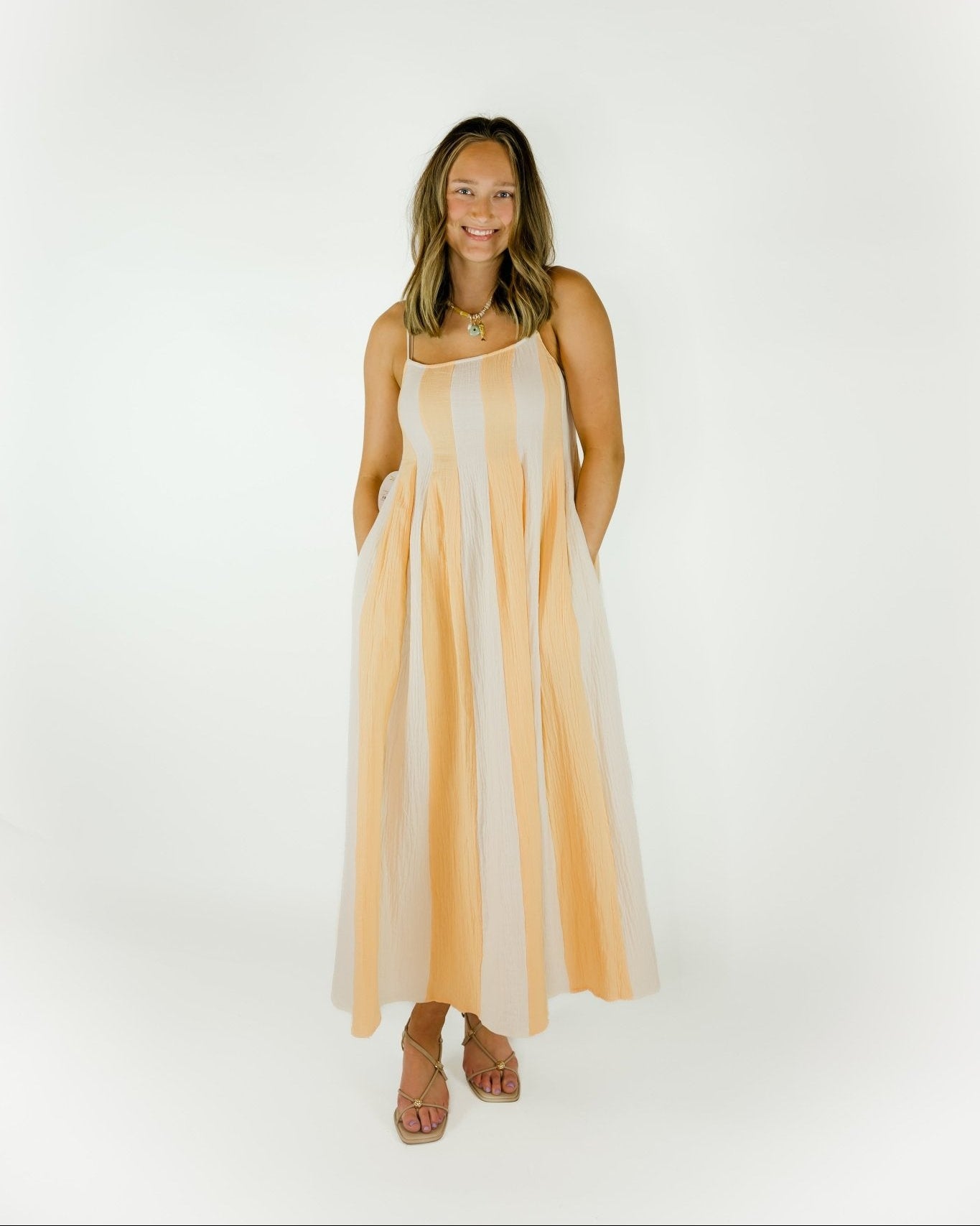 STRIPED SLEEVLESS MIDI DRESS - Olive You BoutiqueOLIVE YOU230802