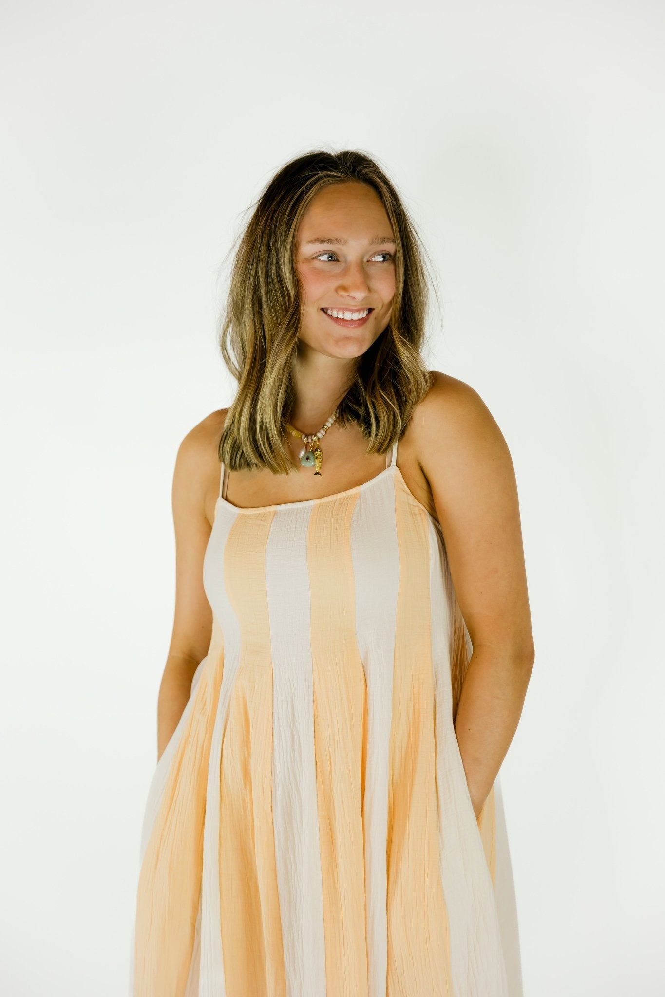 STRIPED SLEEVLESS MIDI DRESS - Olive You BoutiqueOLIVE YOU230802