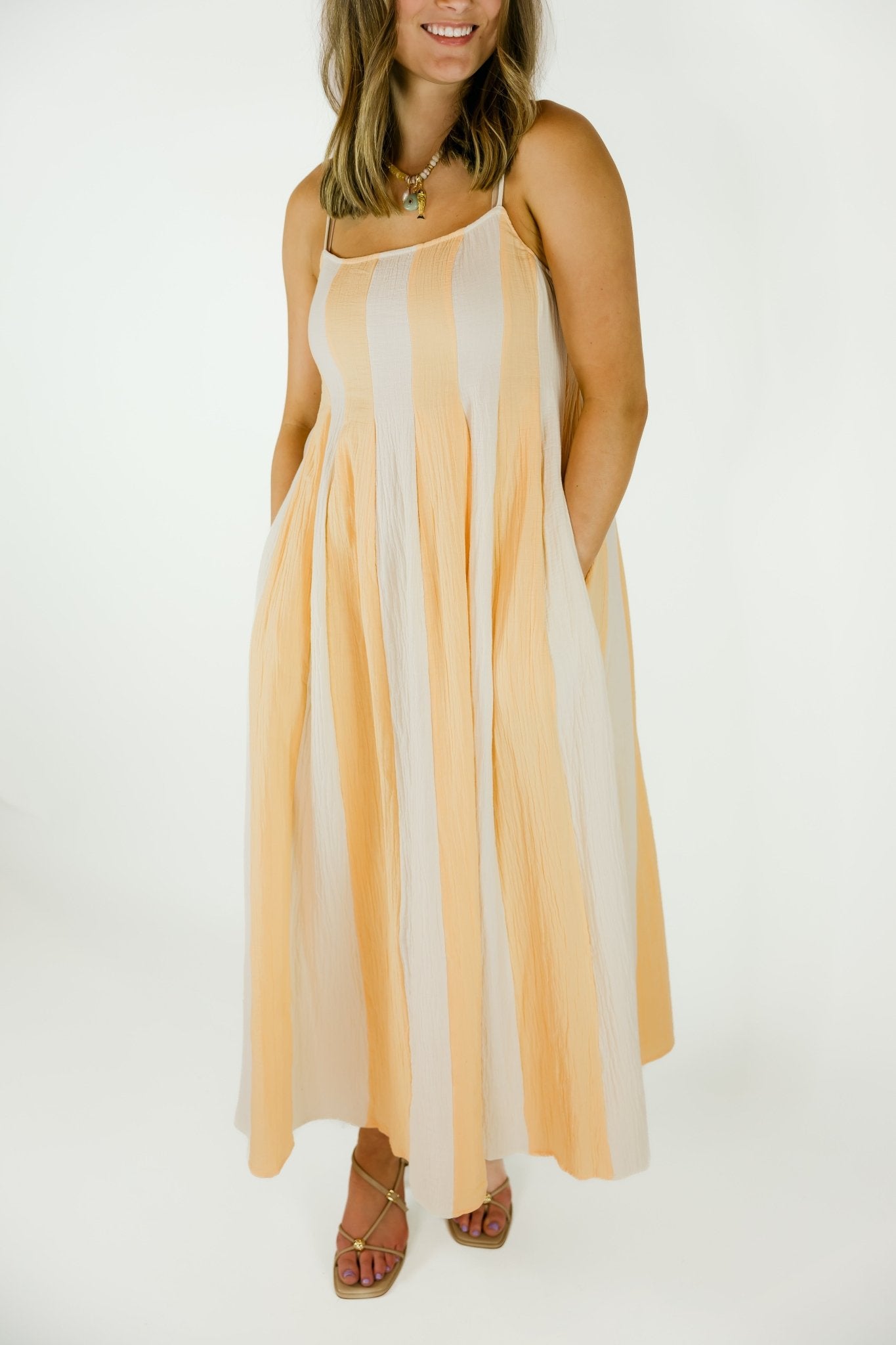 STRIPED SLEEVLESS MIDI DRESS - Olive You BoutiqueOLIVE YOU230802