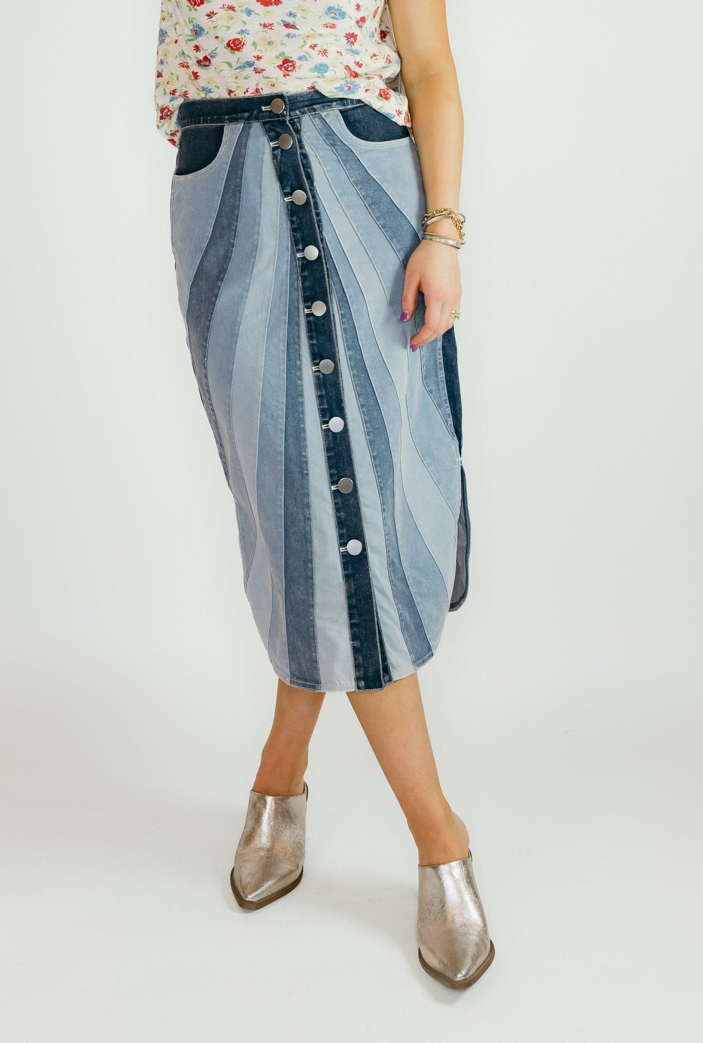Apolline Denim Midi SKirt - Olive You BoutiqueLOVE THE LABEL228404L2601-869