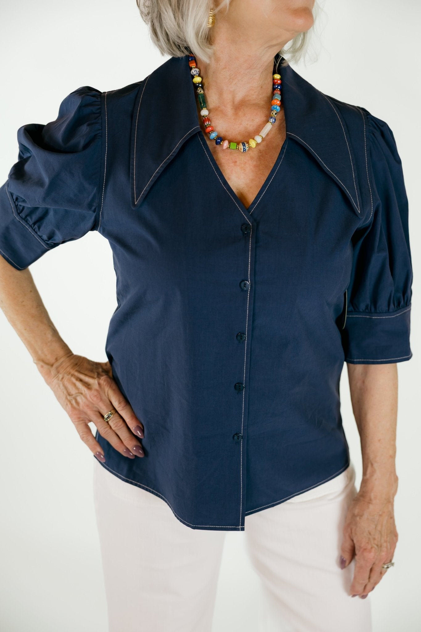 Collared Solid Blouse - Olive You BoutiqueLIOR229404
