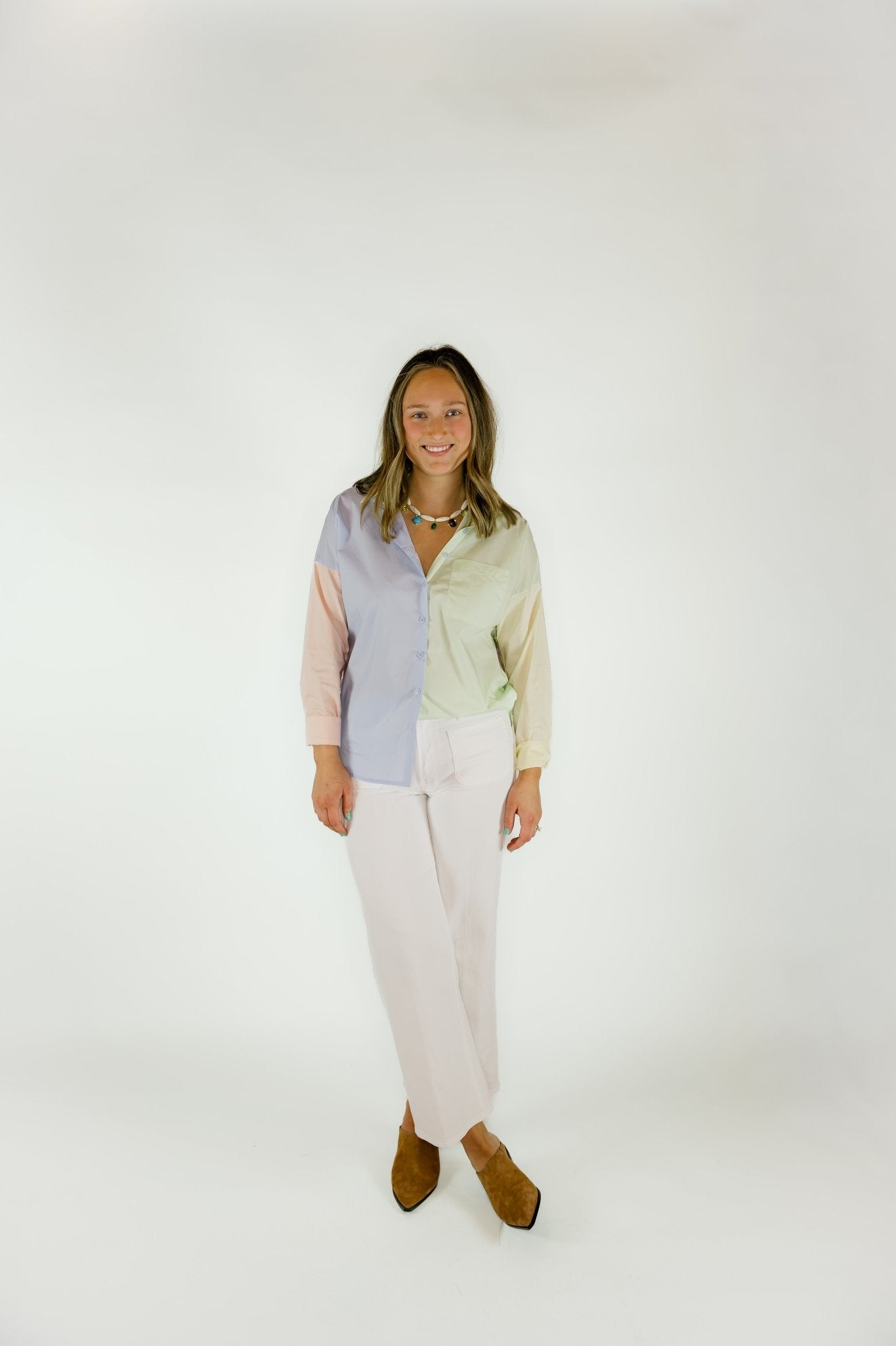 Button Up Colorblock Blouse - Olive You BoutiqueOLIVE YOU229730