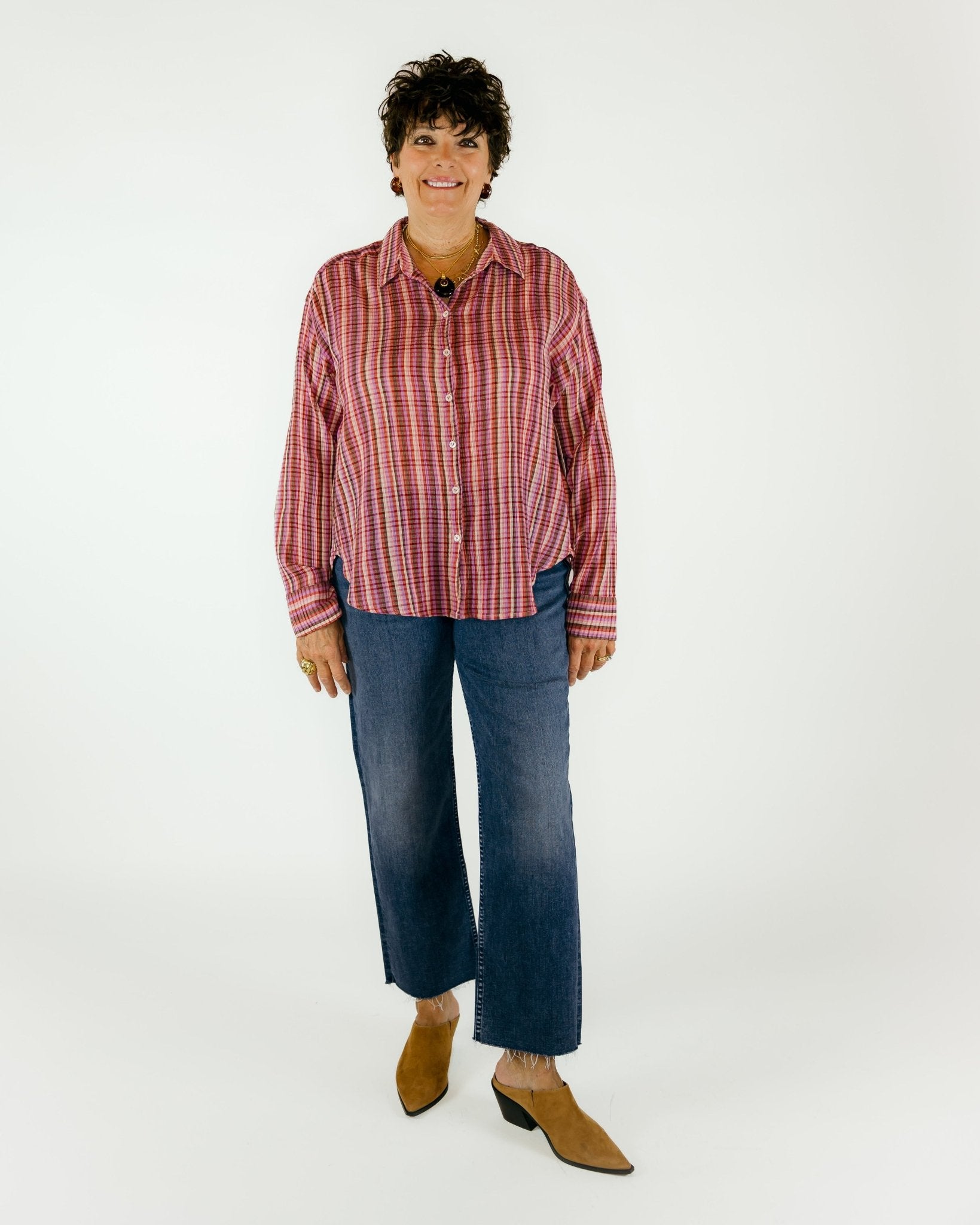 Jace Button Down Stripe Top - Olive You BoutiqueXIRENA229175