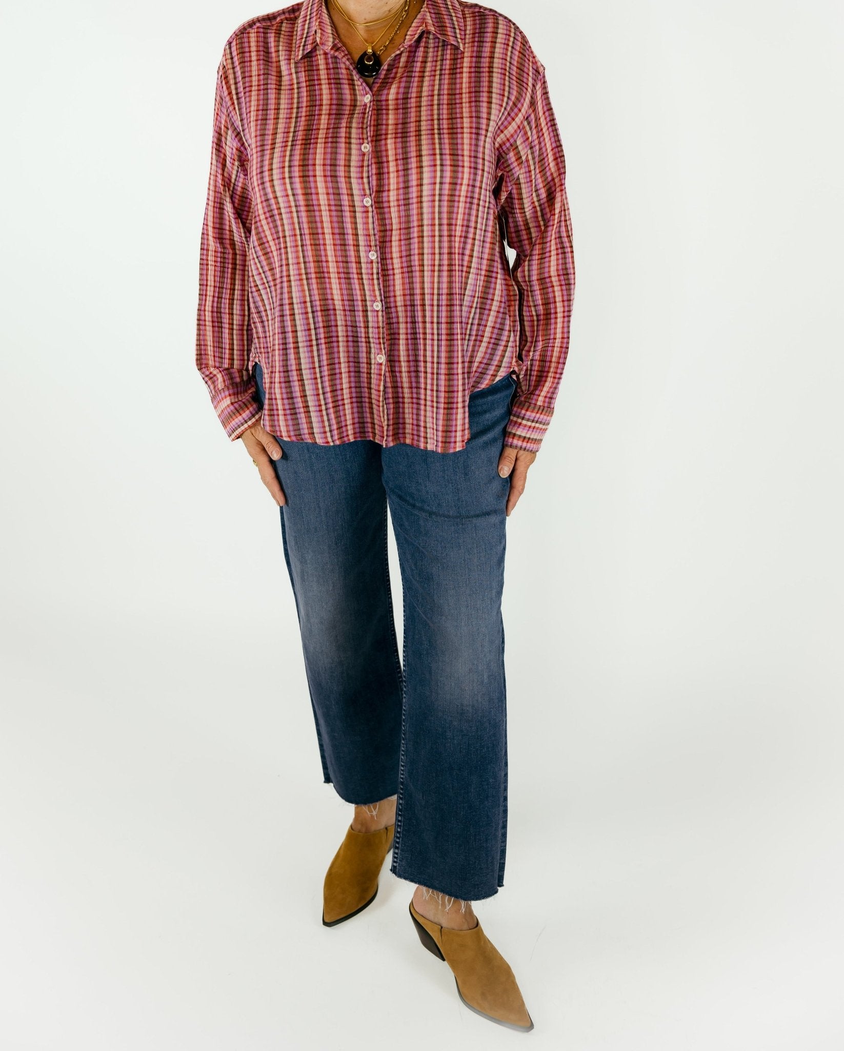 Jace Button Down Stripe Top - Olive You BoutiqueXIRENA229175
