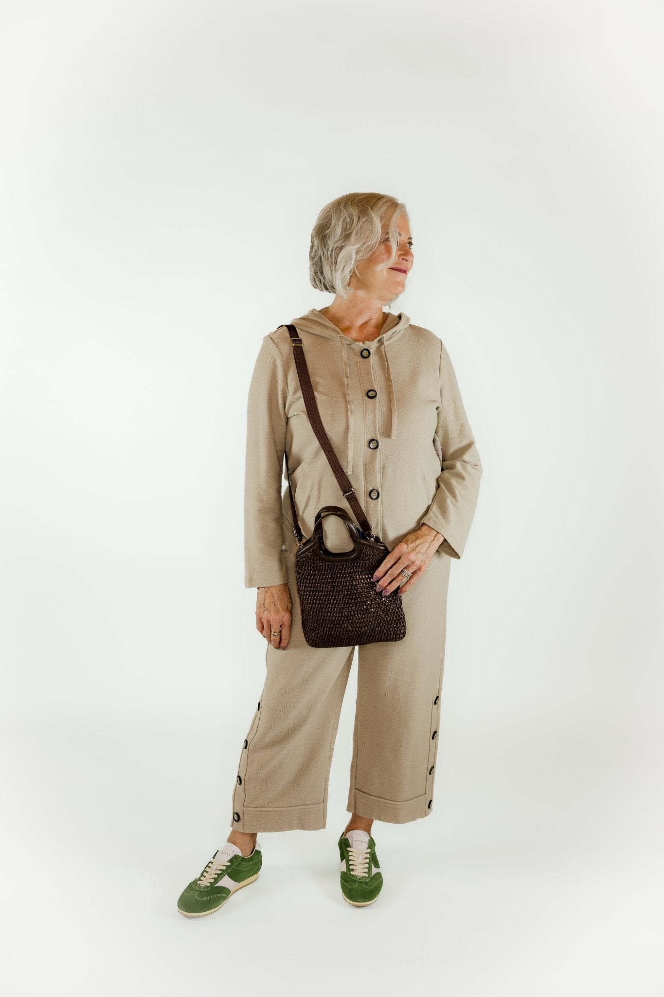 Knit Solid Button Hoodie - Olive You BoutiqueHABITAT229789