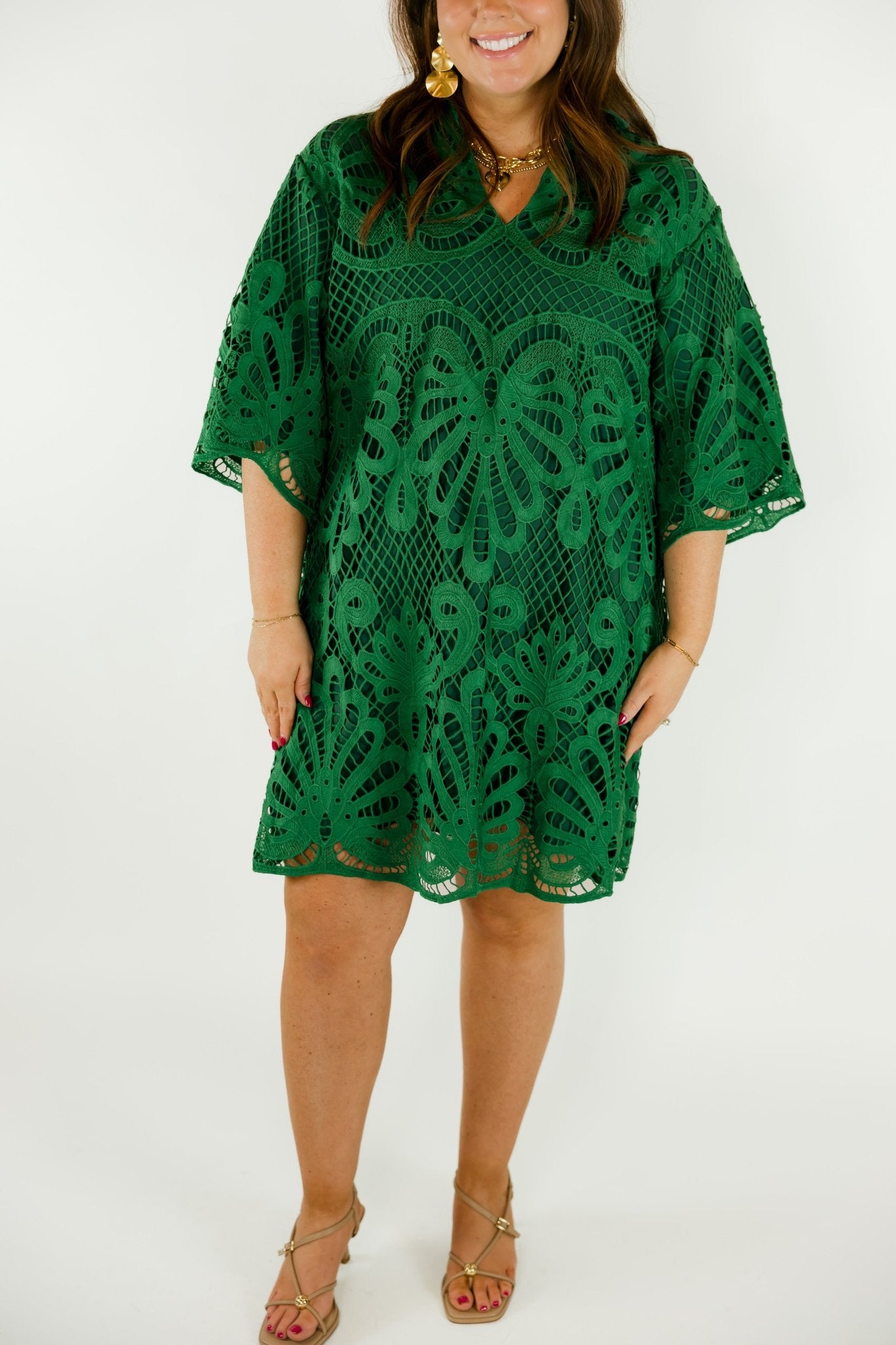 Lace Overlay Dress - Olive You BoutiqueJADE226100