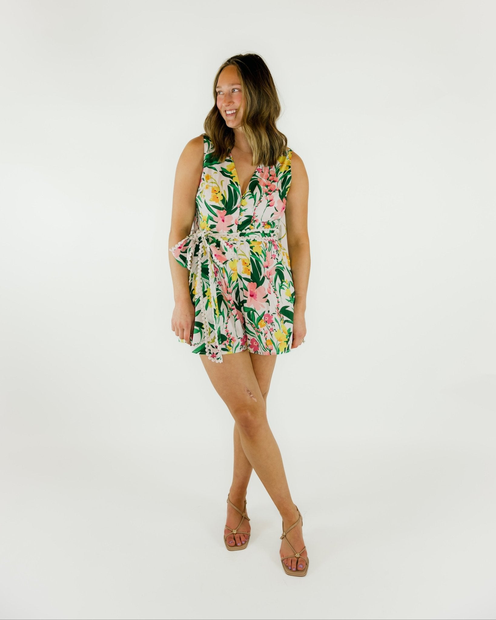 Palm Print Kiki Romper - Olive You BoutiquePROSPERINA226730PR1351P
