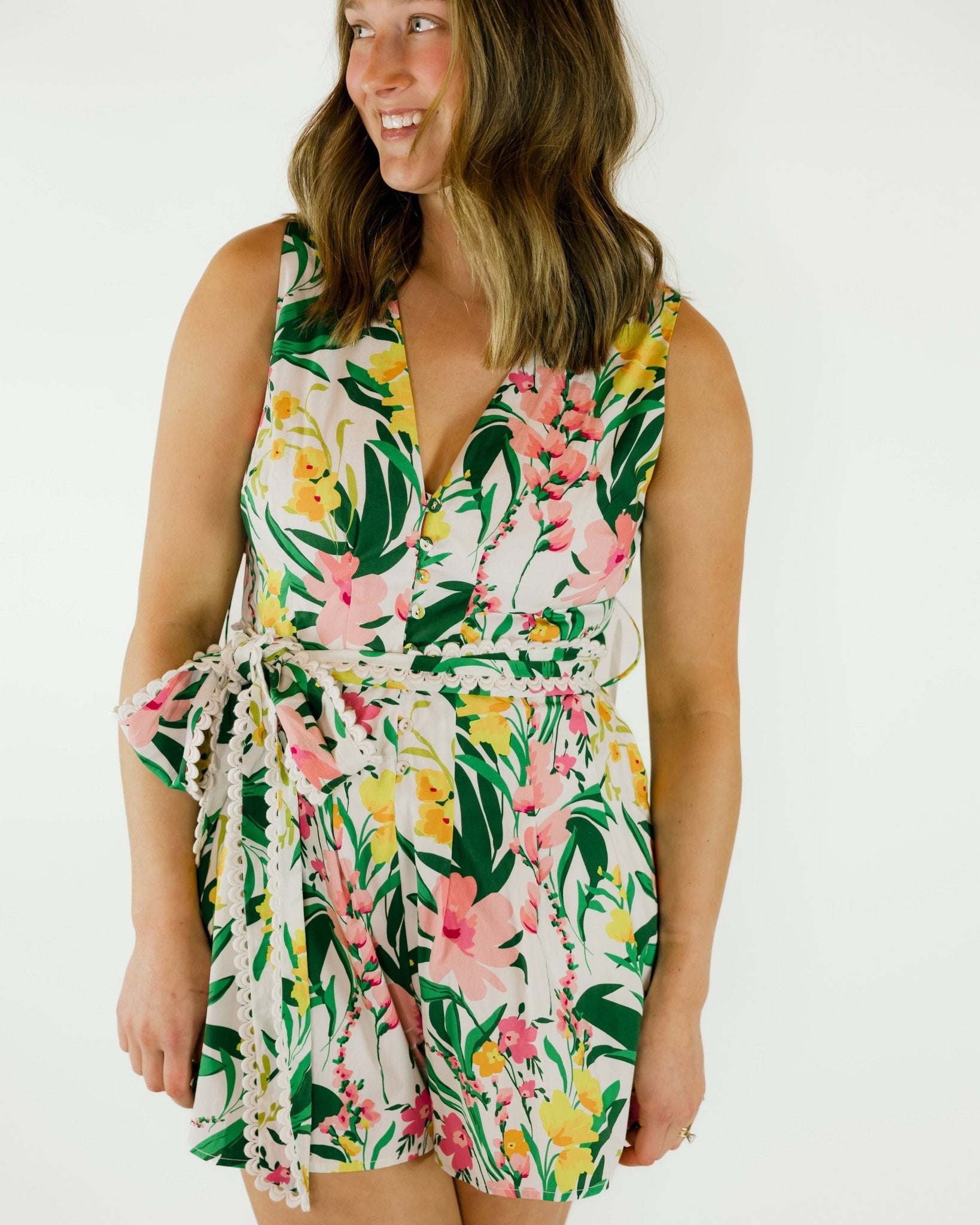 Palm Print Kiki Romper - Olive You BoutiquePROSPERINA226730PR1351P