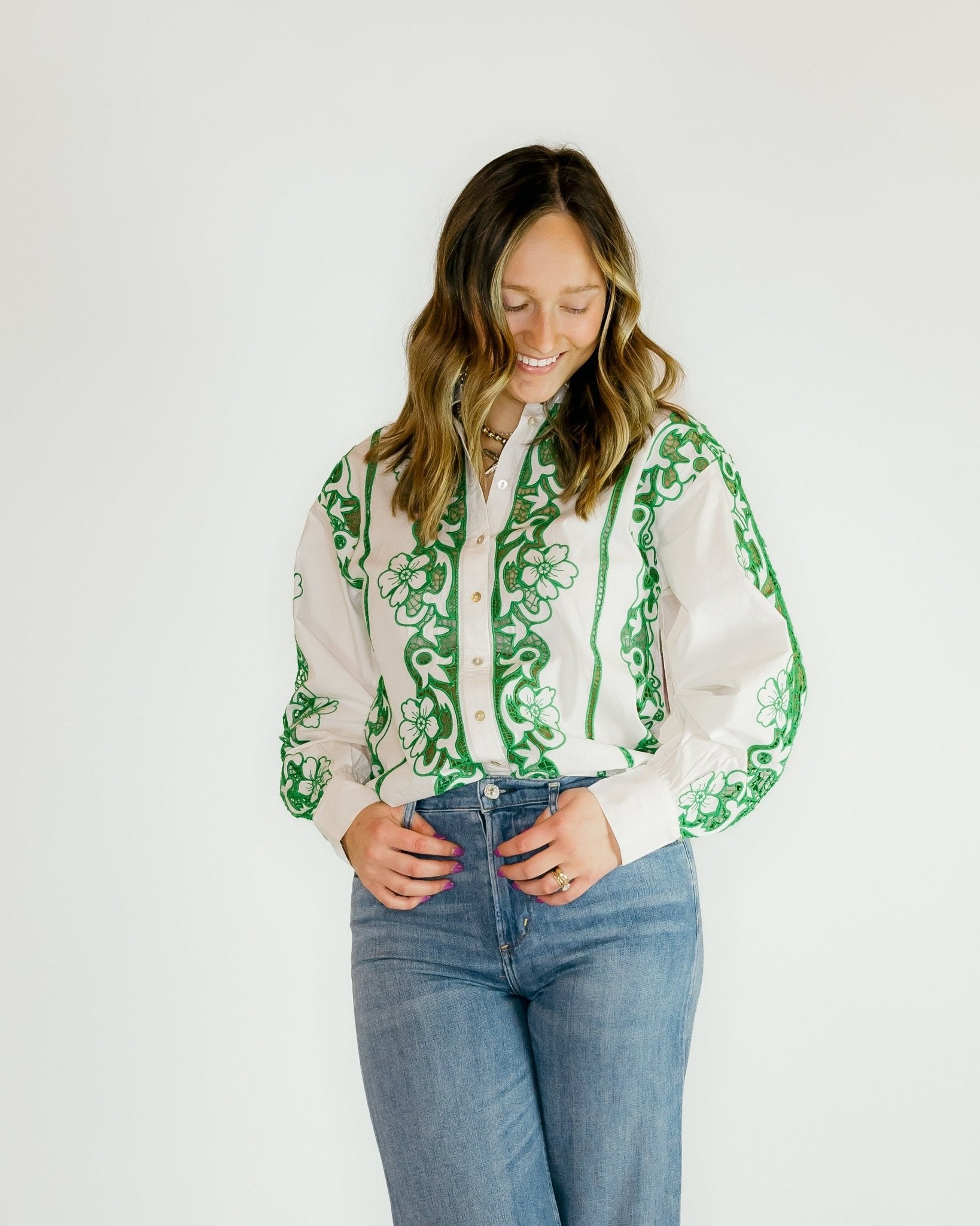 Trinity Button Up Blouse - Olive You BoutiqueLOVE THE LABEL228410L2601-3346