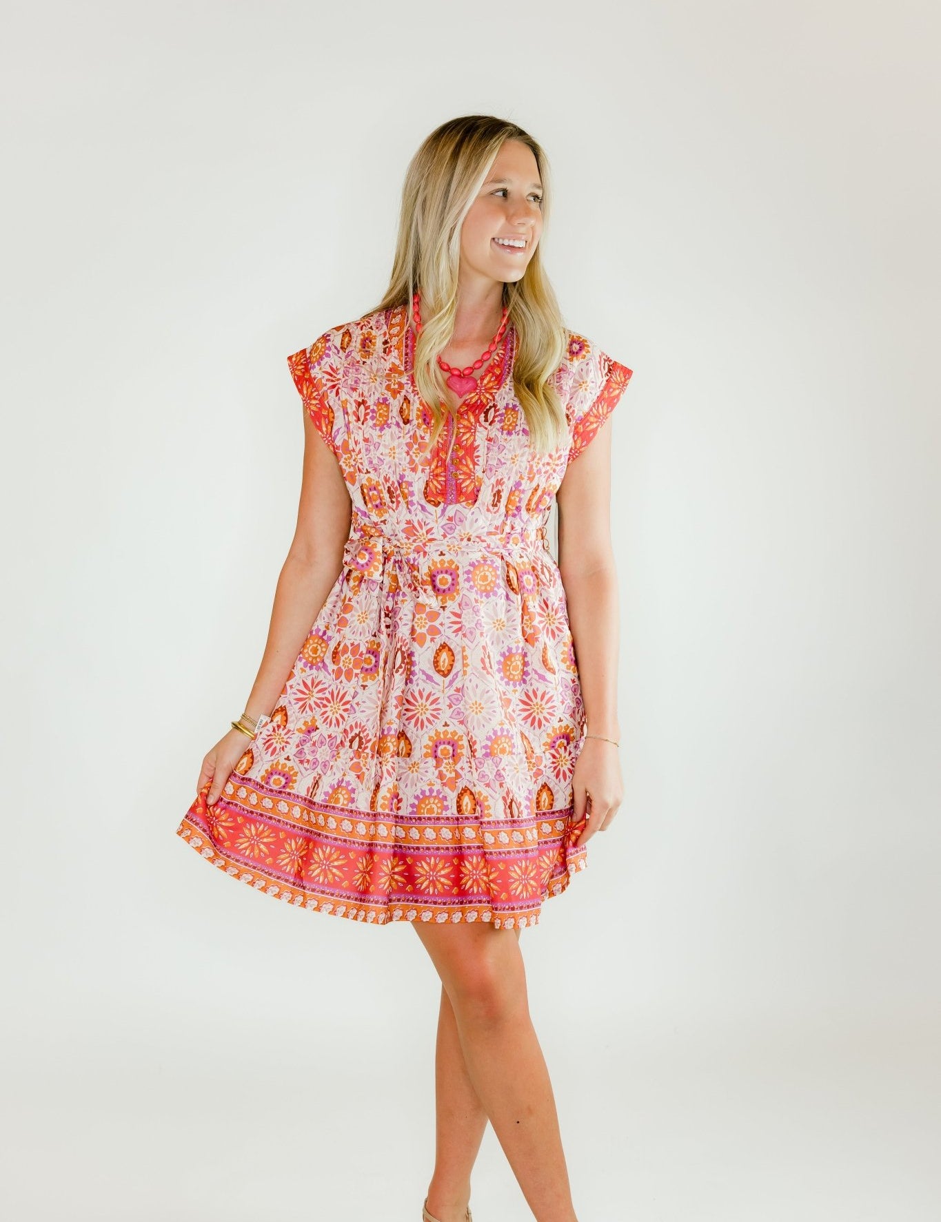 Boho Sunburst Pin Tuck Dress - Olive You BoutiqueJOY JOY22911776B7569