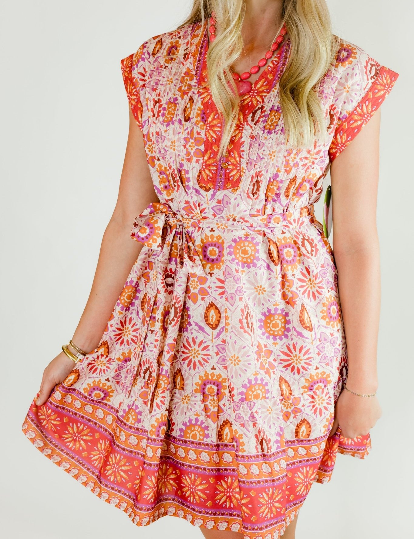 Boho Sunburst Pin Tuck Dress - Olive You BoutiqueJOY JOY22911776B7569