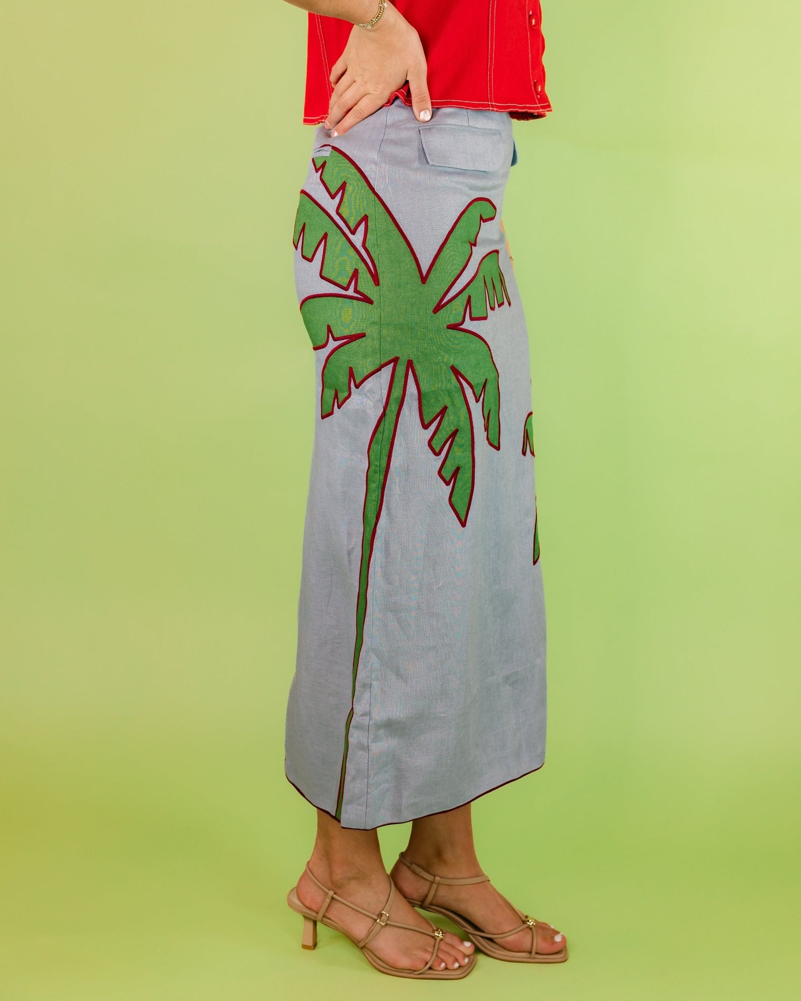 Embroidered Palm Tree Maxi Skirt - Olive You BoutiqueFARM RIO227565349074