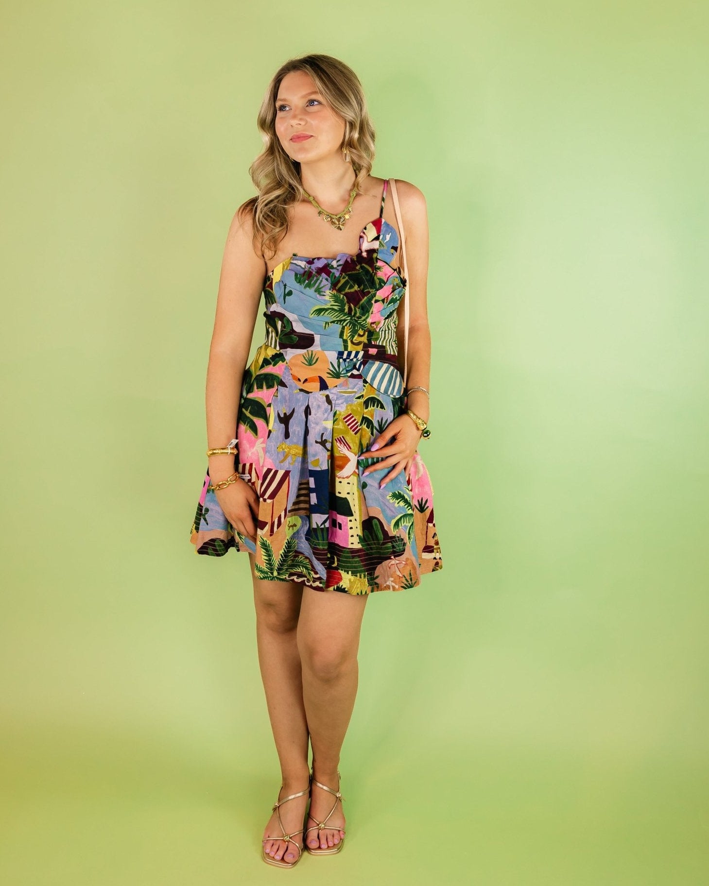 Tropical Painting One Shoulder Mini Dress - Olive You BoutiqueFARM RIO227559358883