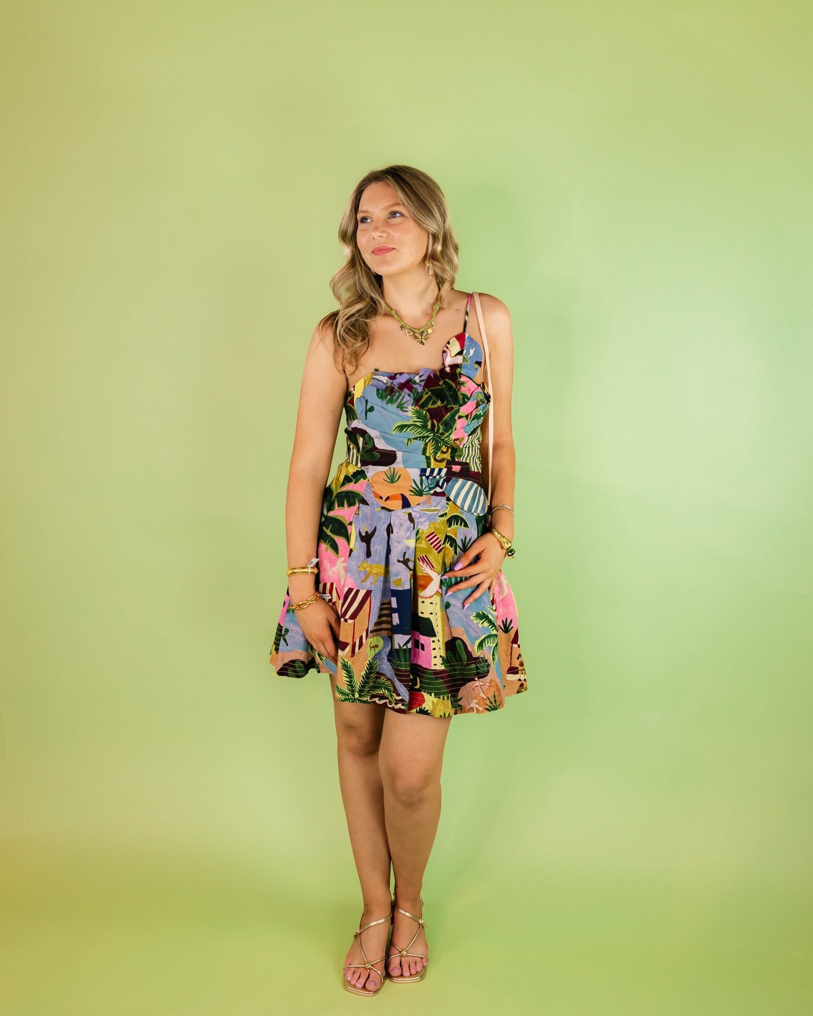 Tropical Painting One Shoulder Mini Dress - Olive You BoutiqueFARM RIO227559358883