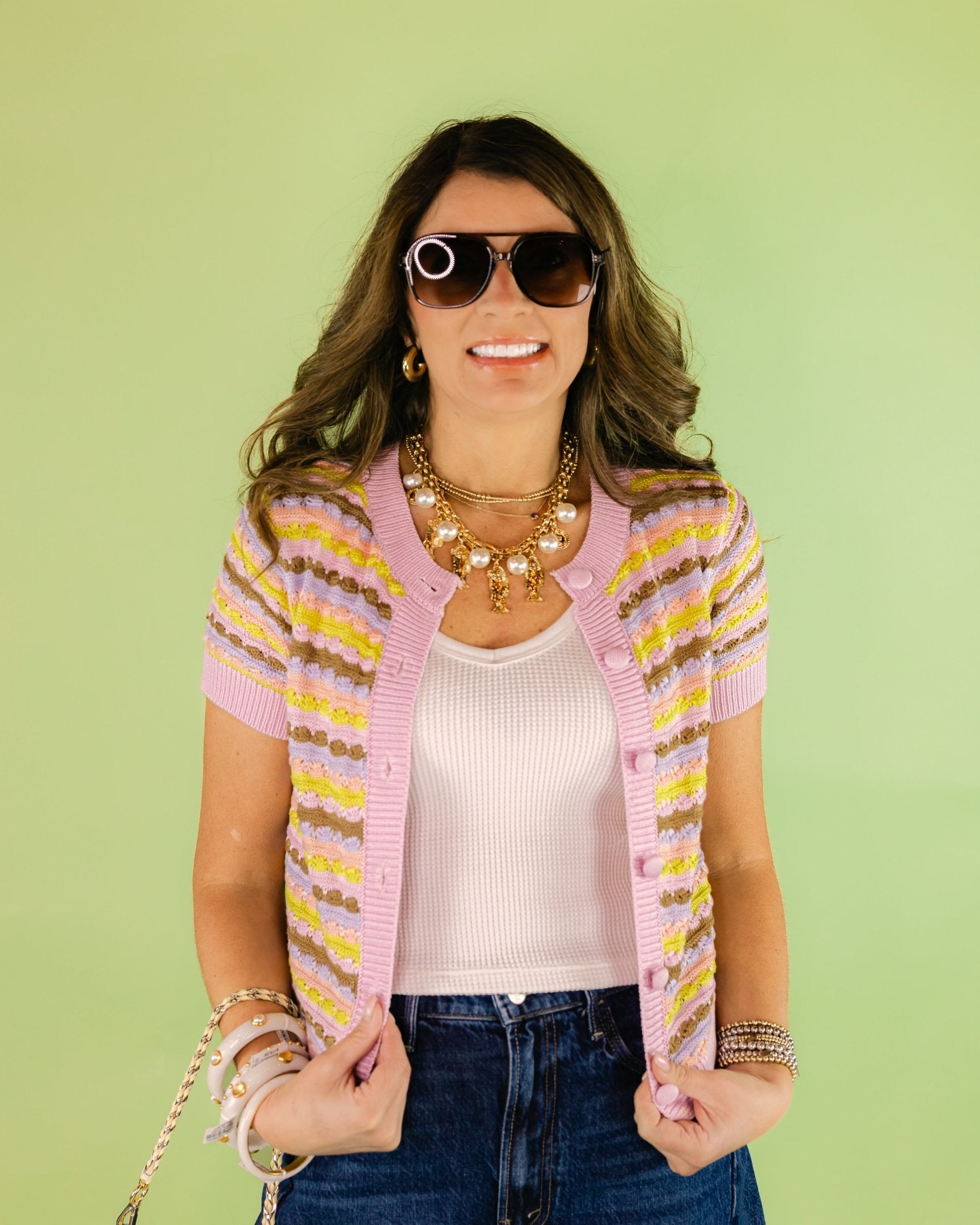 Spring Adelle Knit Stripe Cardigan - Olive You BoutiqueALLISON228377325S40867