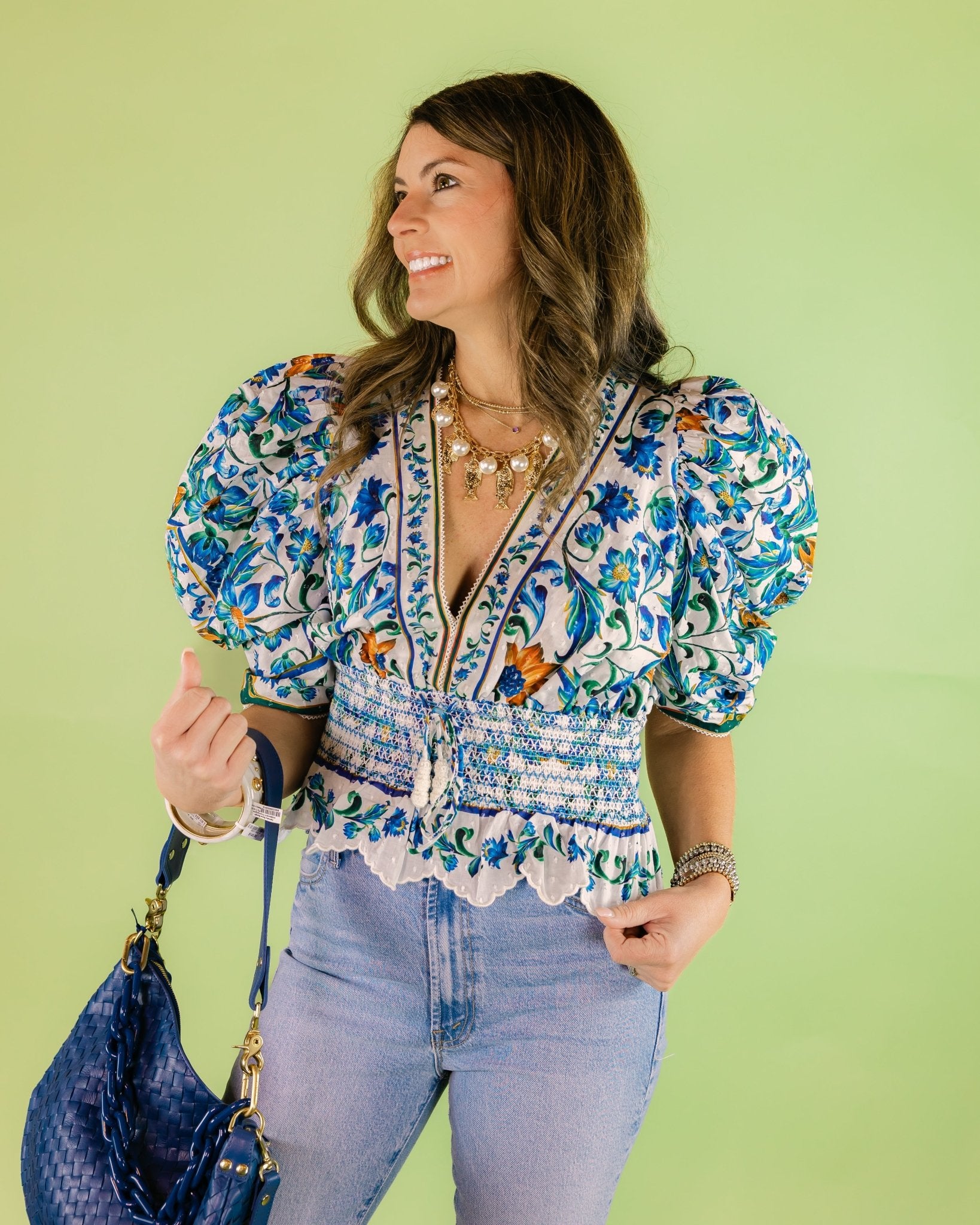 Flora Deep V Front Blouse - Olive You BoutiqueFARM RIO227562348831