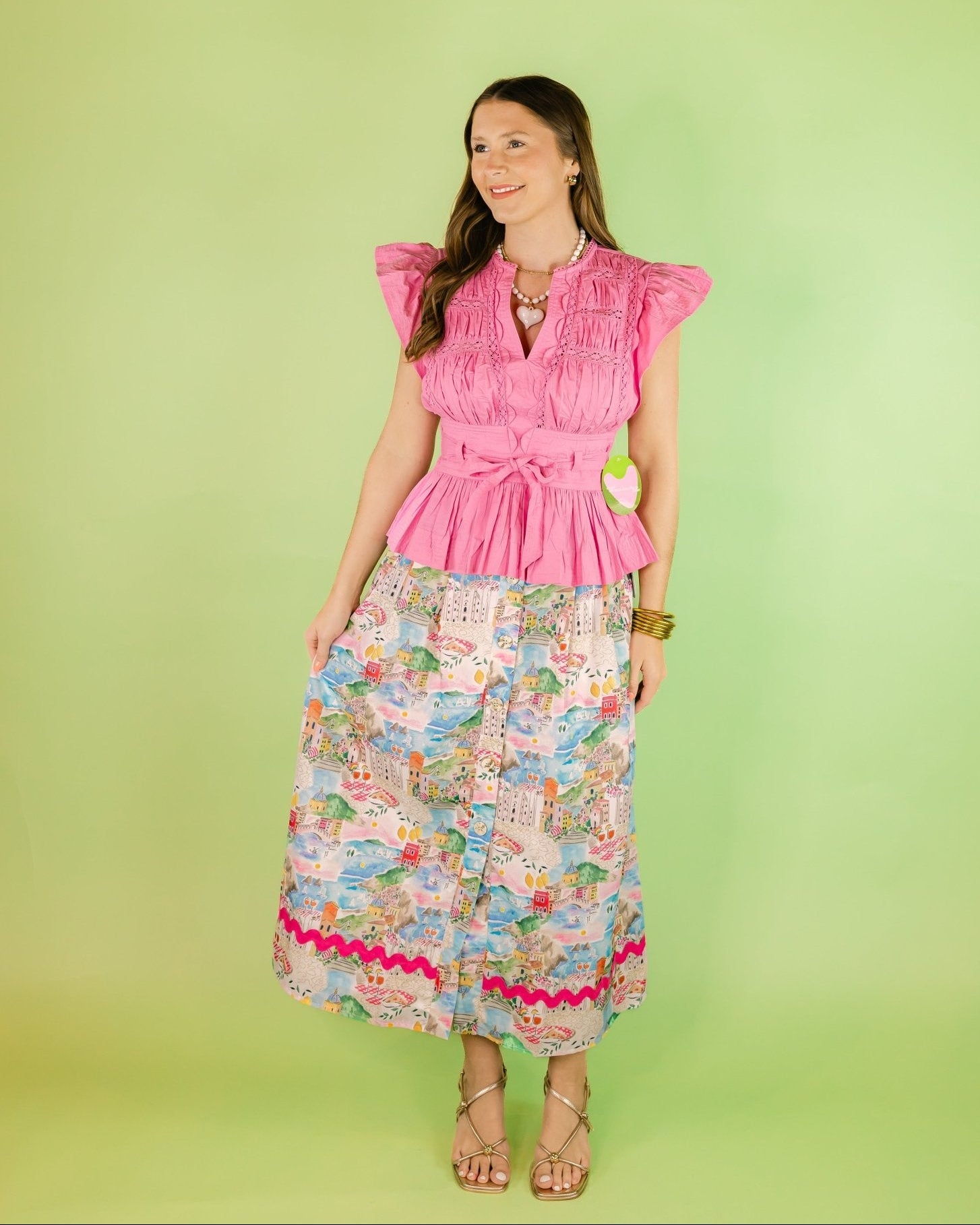 Button Front Ric Rac Skirt - Olive You BoutiqueJOY JOY22993477D7660