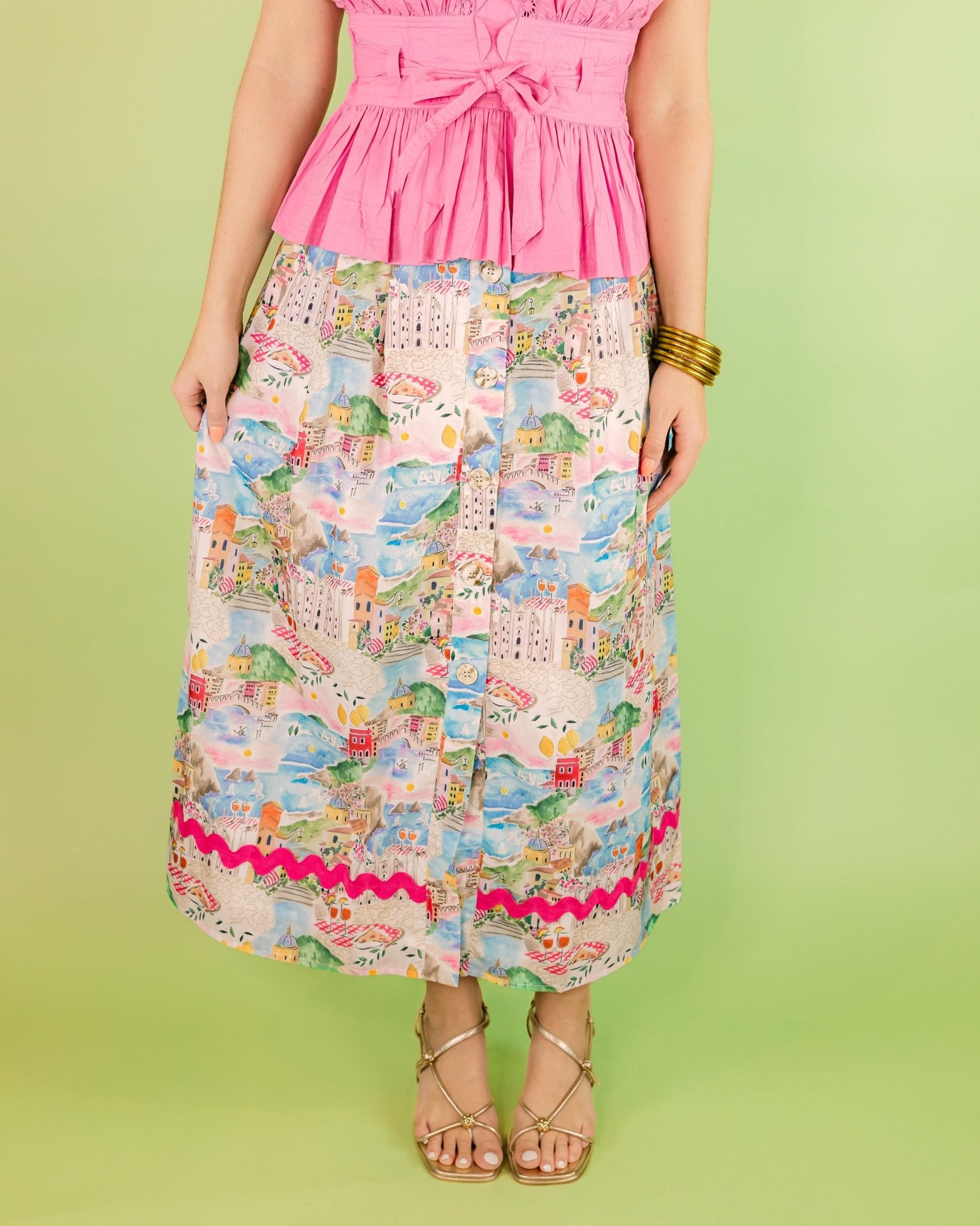 Button Front Ric Rac Skirt - Olive You BoutiqueJOY JOY22993477D7660