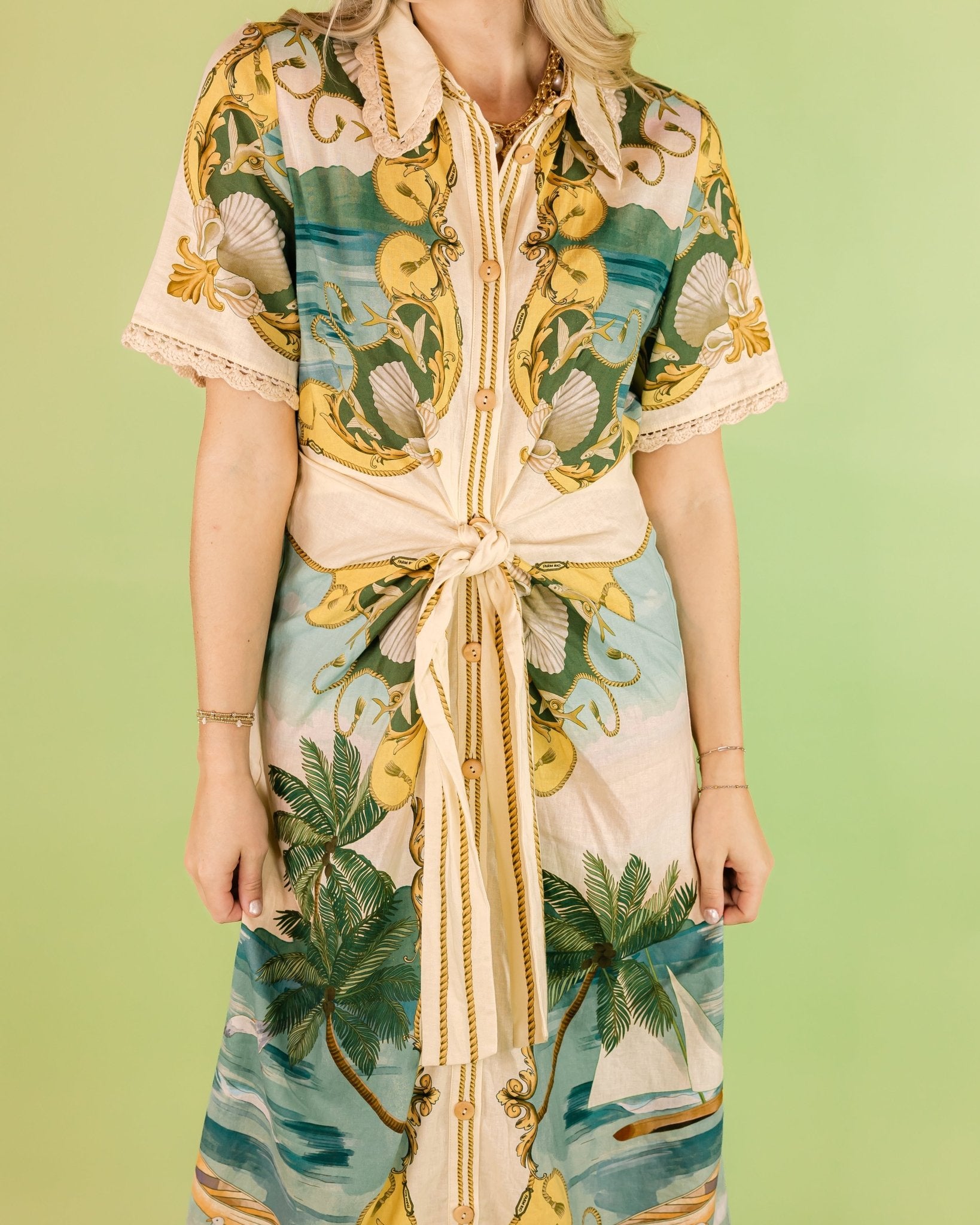 Royal Sea Multi Tie Waist Midi Dress - Olive You BoutiqueFARM RIO227542353551