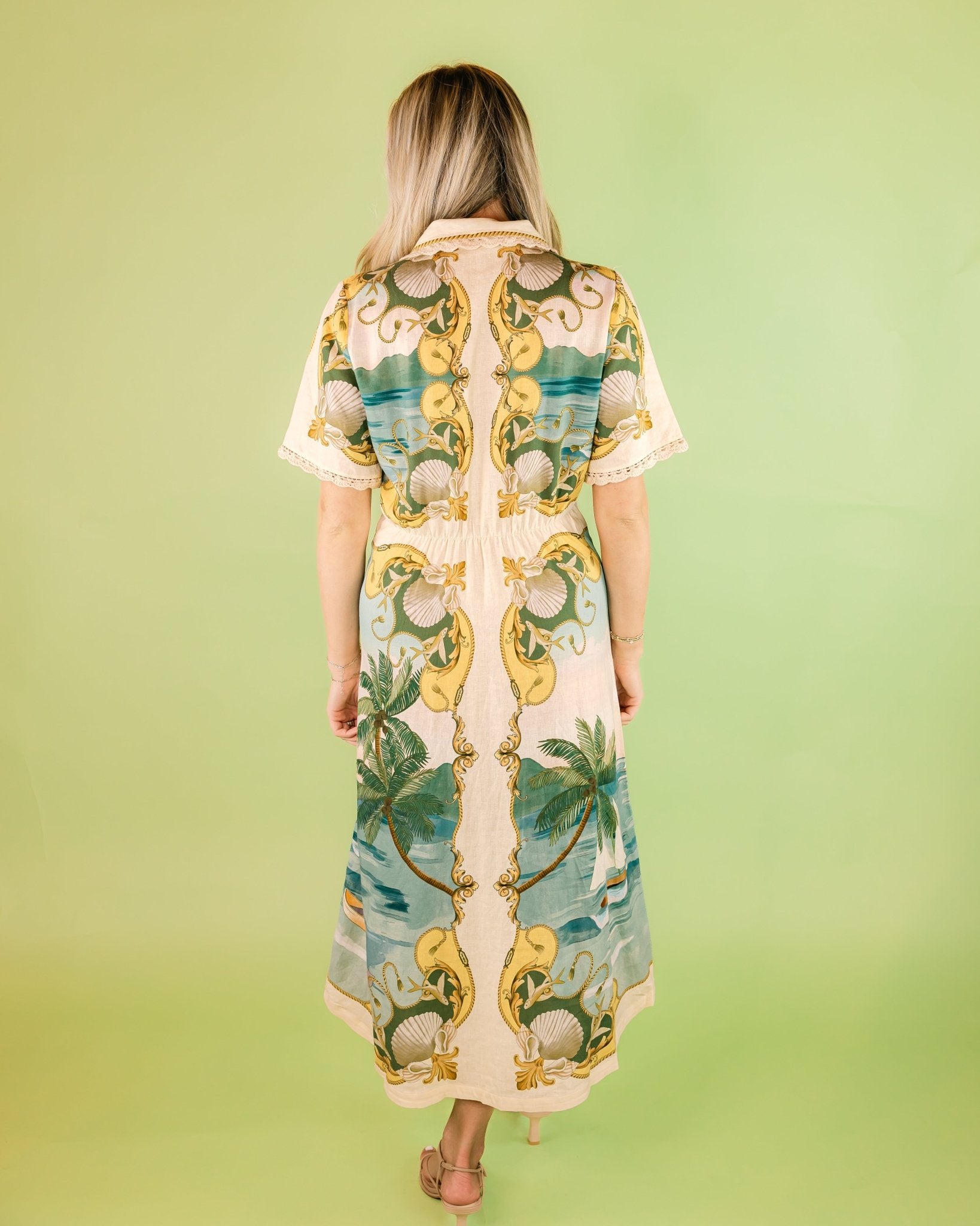 Royal Sea Multi Tie Waist Midi Dress - Olive You BoutiqueFARM RIO227542353551