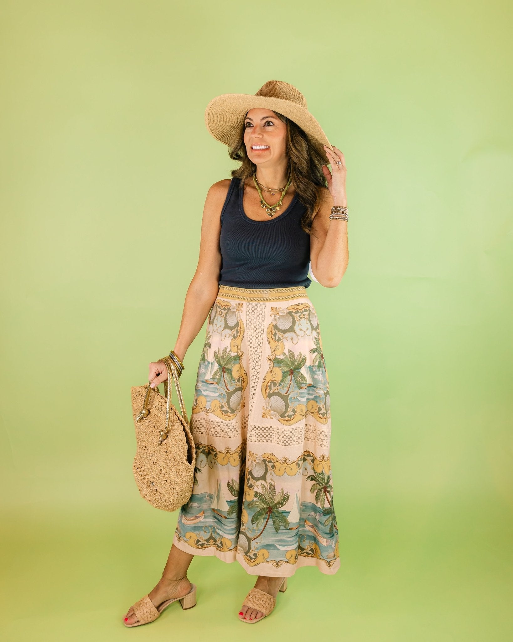 Royal Sea Crochet Detail Midi Skirt - Olive You BoutiqueFARM RIO227551349108