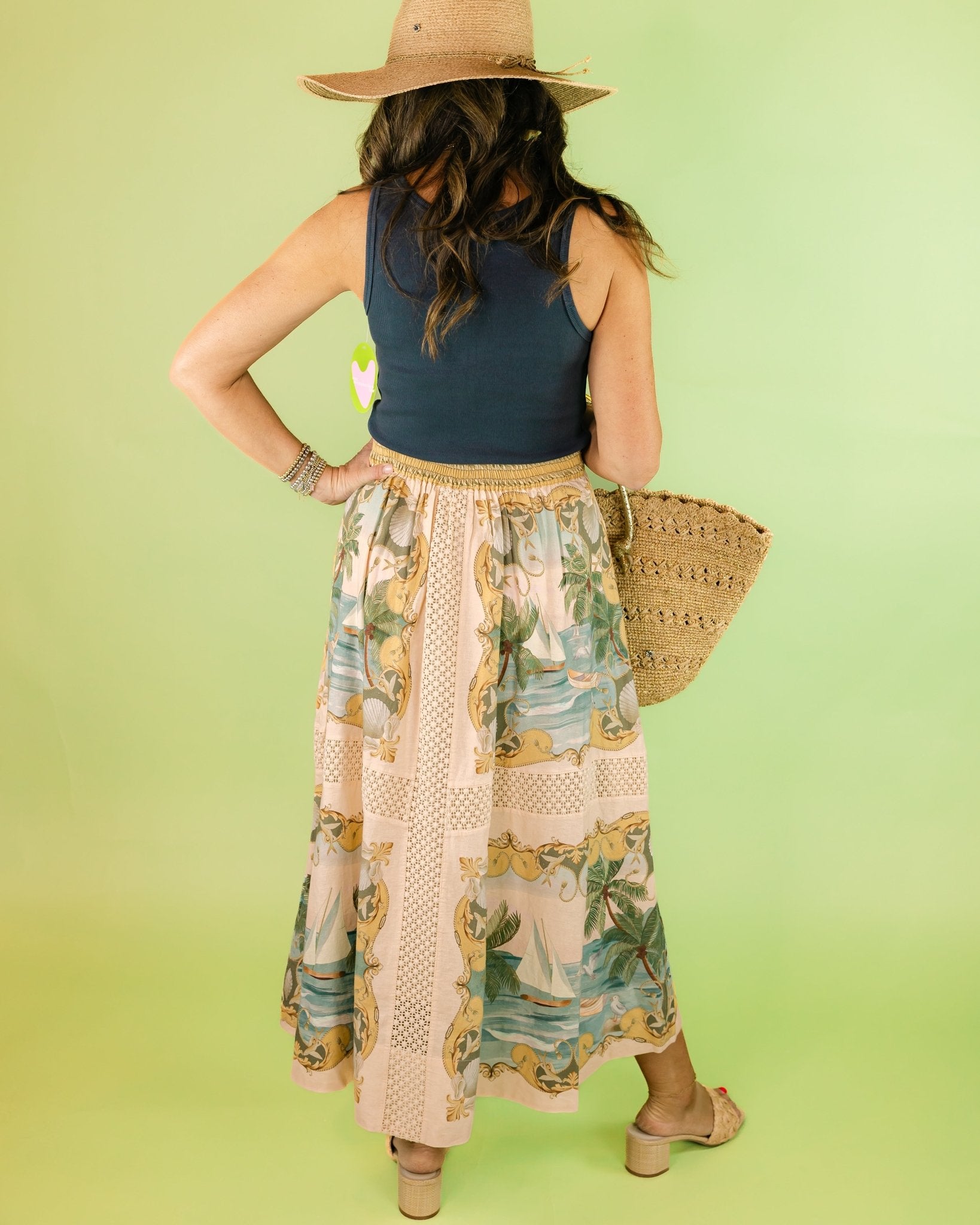 Royal Sea Crochet Detail Midi Skirt - Olive You BoutiqueFARM RIO227551349108