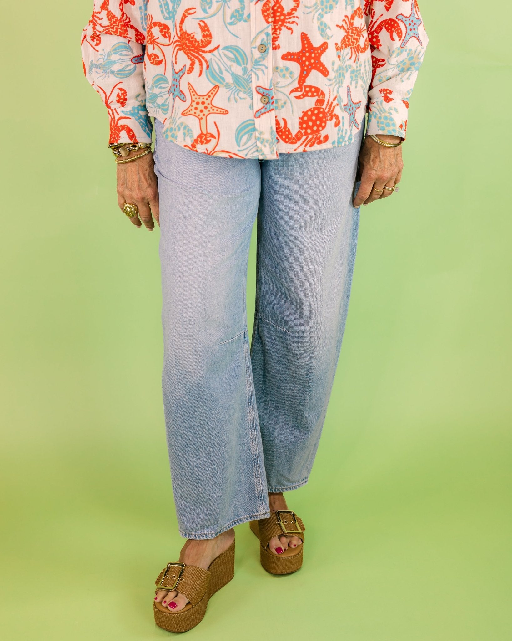 Lobster Starfish Button Front Shirt - Olive You BoutiqueIVY JANE230614650465