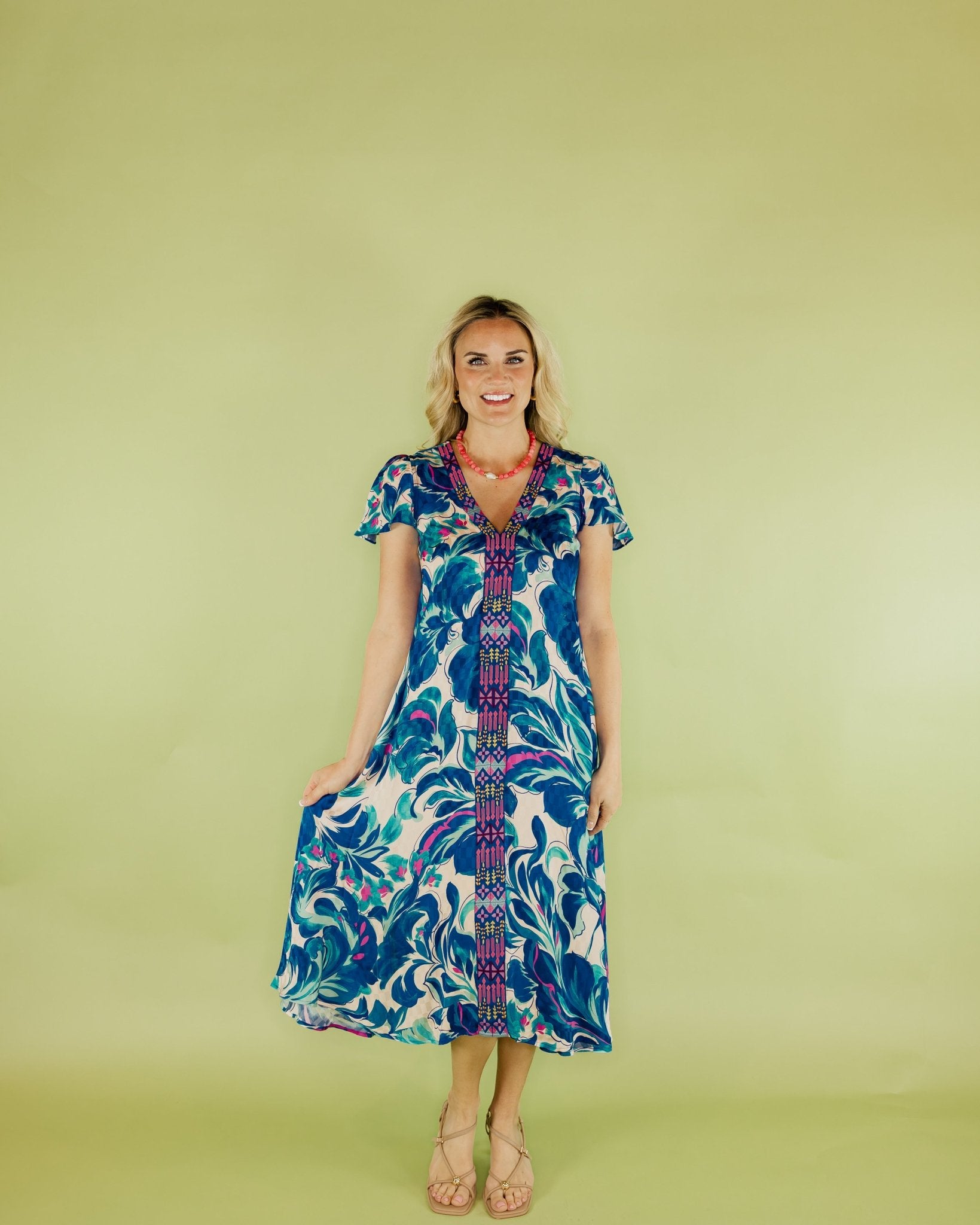Flutter Sleeve Eva Dress - Olive You BoutiqueJOHNNY WAS COLLECTION227742