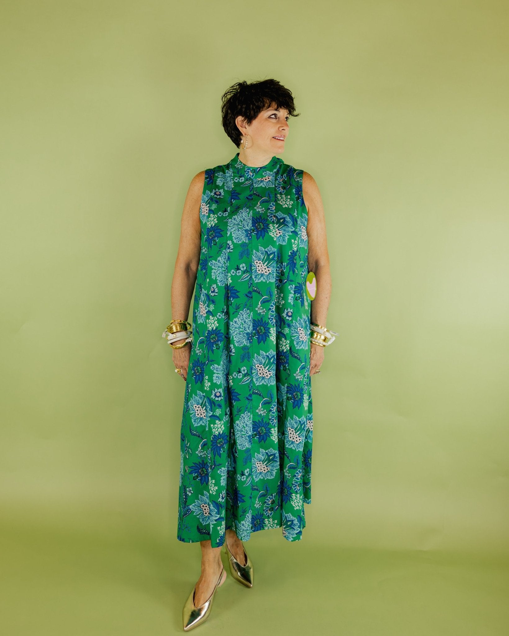 Sleeveless Floral Pattern Dress - Olive You BoutiqueTHML231410JH2334-1