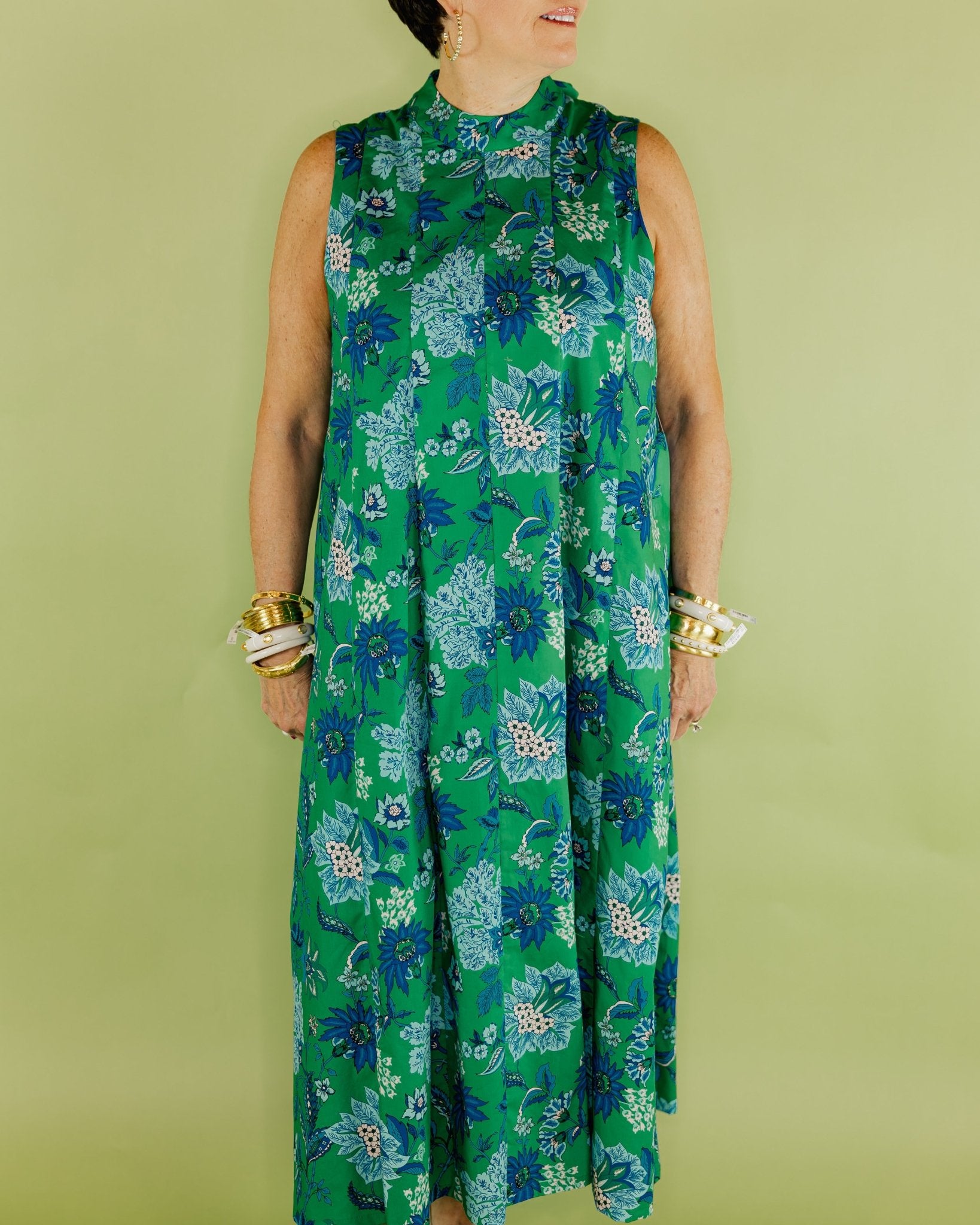 Sleeveless Floral Pattern Dress - Olive You BoutiqueTHML231410JH2334-1