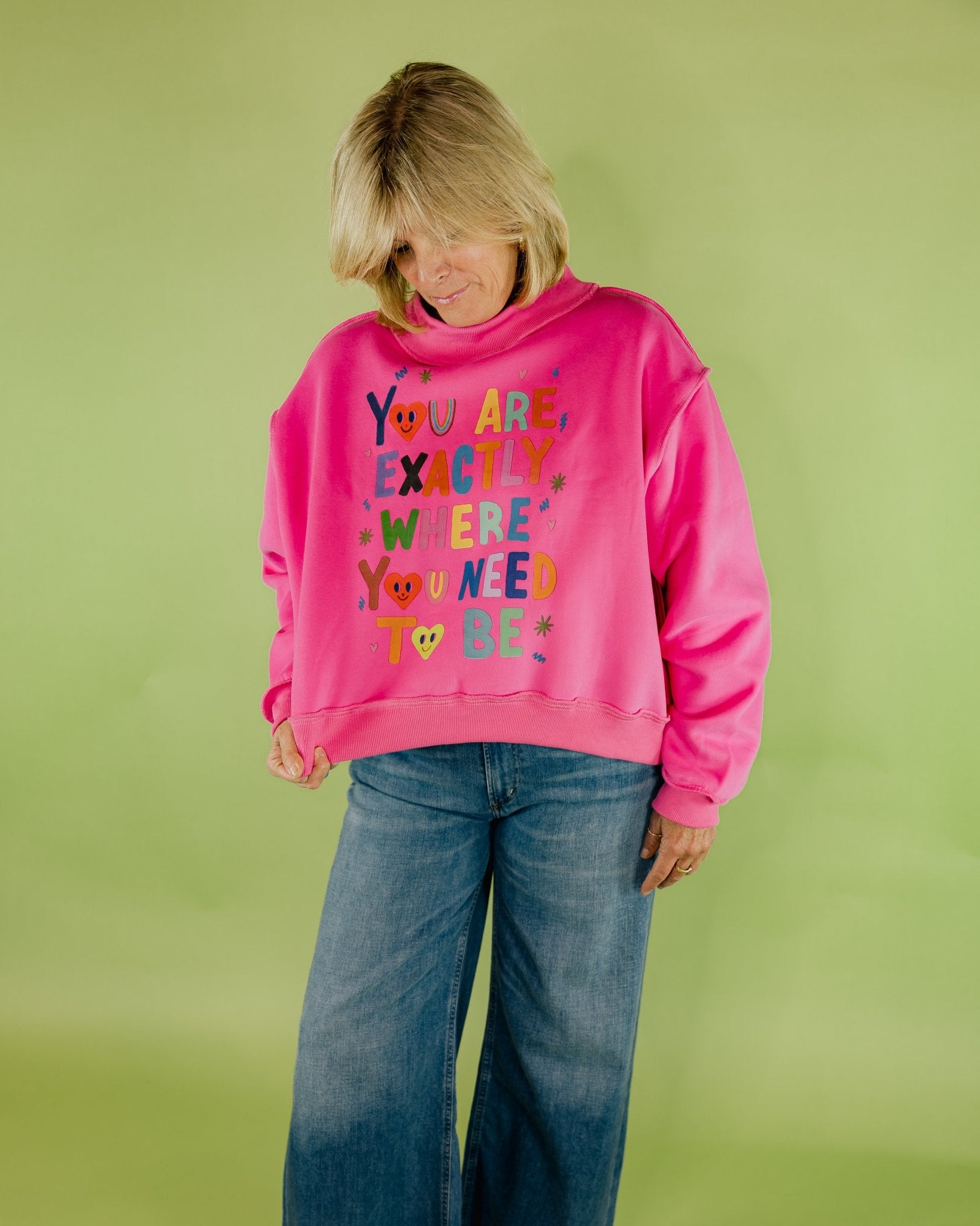 Mock Neck Reversible Sweatshirt - Where You Need To Be - Olive You BoutiqueBUCKETLIST231520IT2594-2