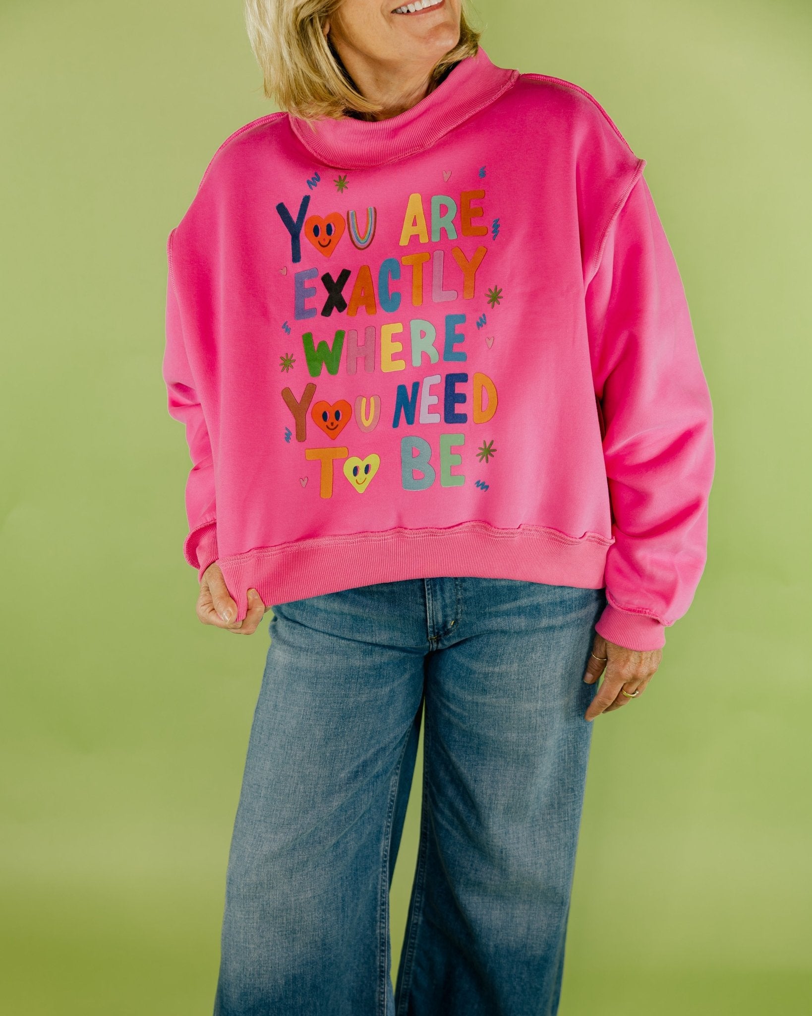 Mock Neck Reversible Sweatshirt - Where You Need To Be - Olive You BoutiqueBUCKETLIST231520IT2594-2