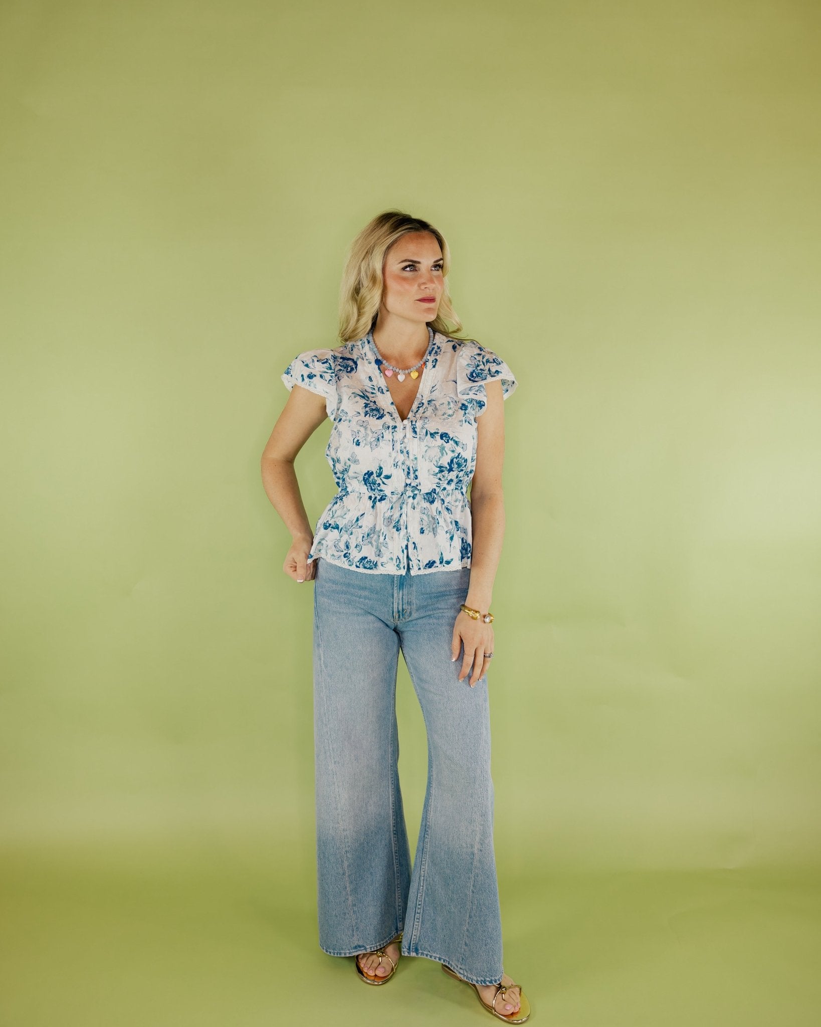 Jaden Floral Tie Front Blouse - Olive You BoutiqueALLISON228216