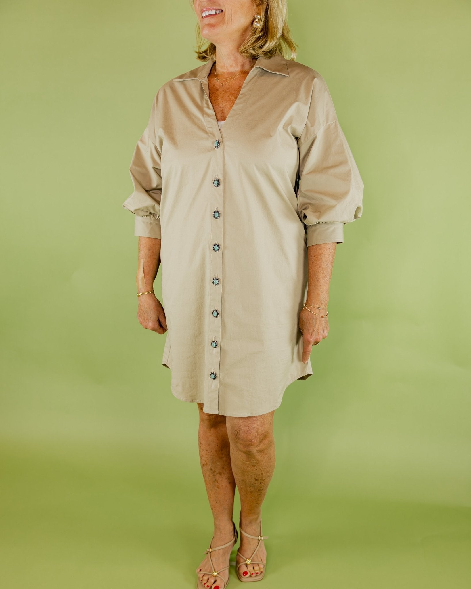 Phoebe Lantern Puff Sleeve Shirt Dress - Olive You BoutiqueFIFTEEN - TWENTY INC.228050