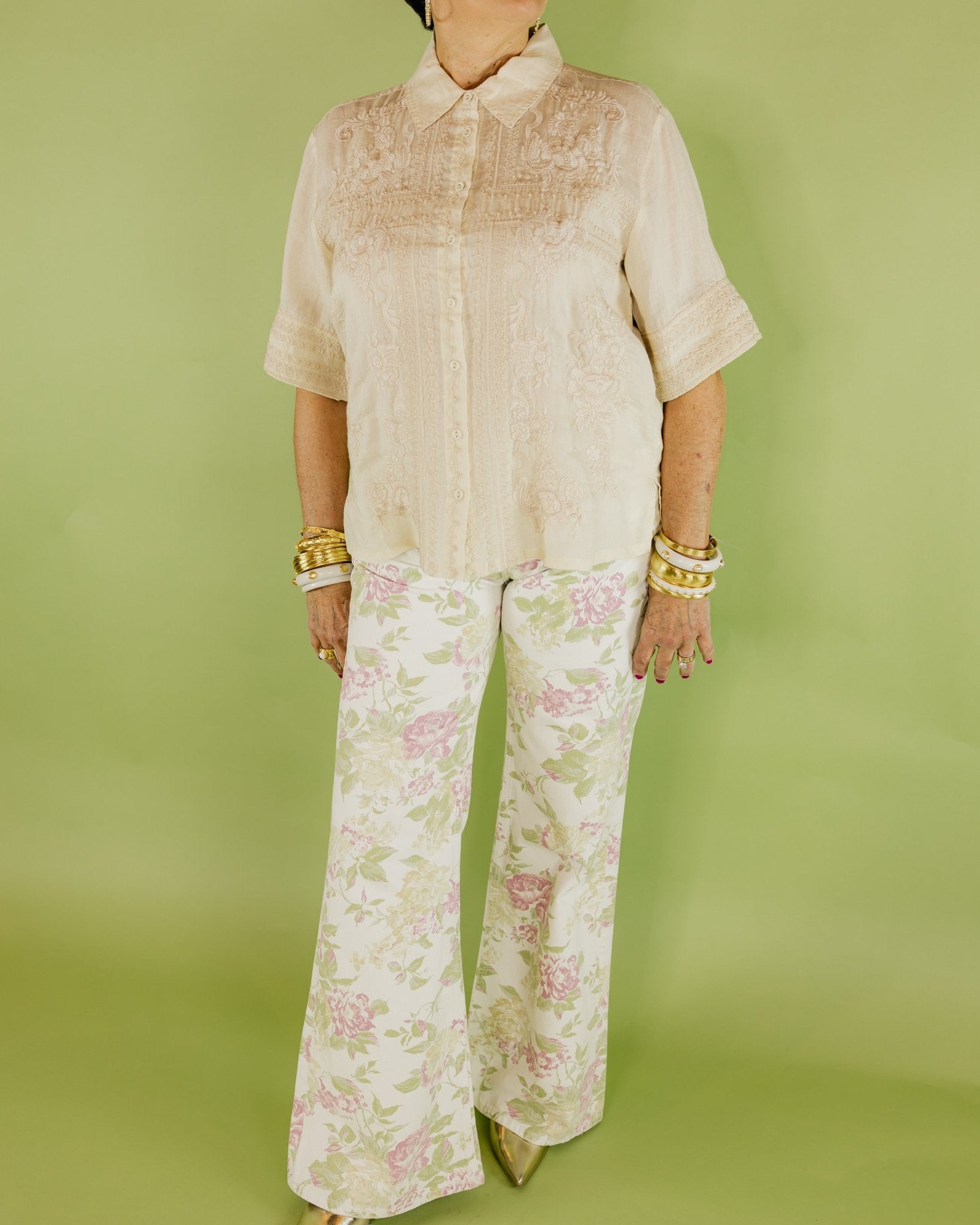 Solid Embroidered Blouse - Olive You BoutiqueJOHNNY WAS COLLECTION227728