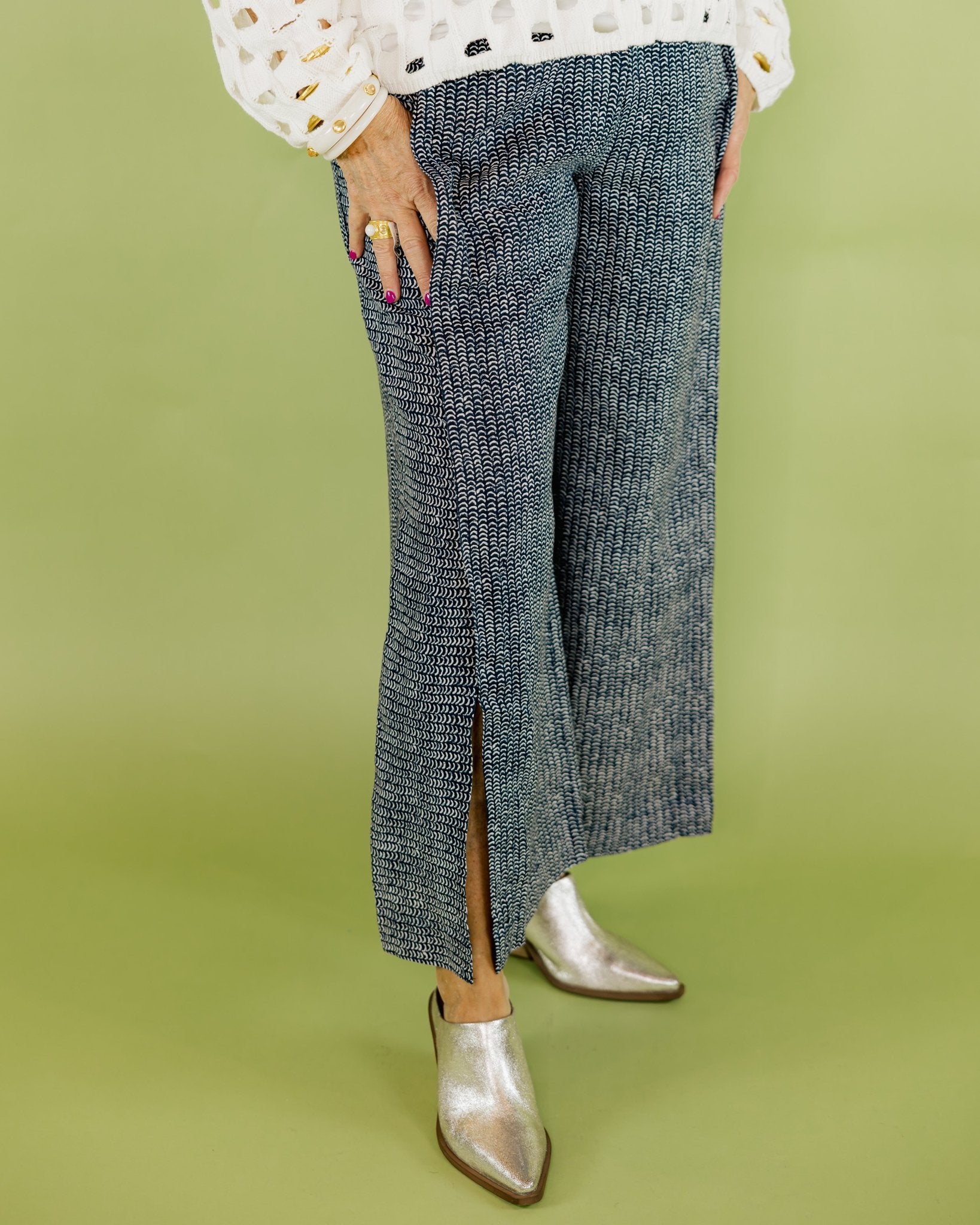 Flax Stripe Flood Slit Capri - Olive You BoutiqueOLIVIA BY HABITAT229880