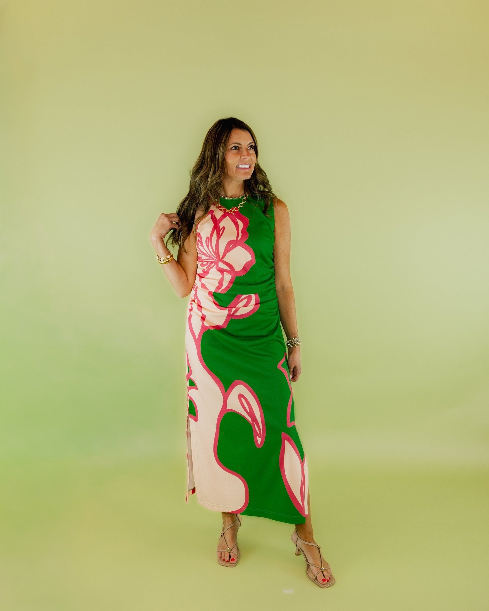 Whimsical Floral Slit Dress - Olive You BoutiqueALDEN ADAIR228193