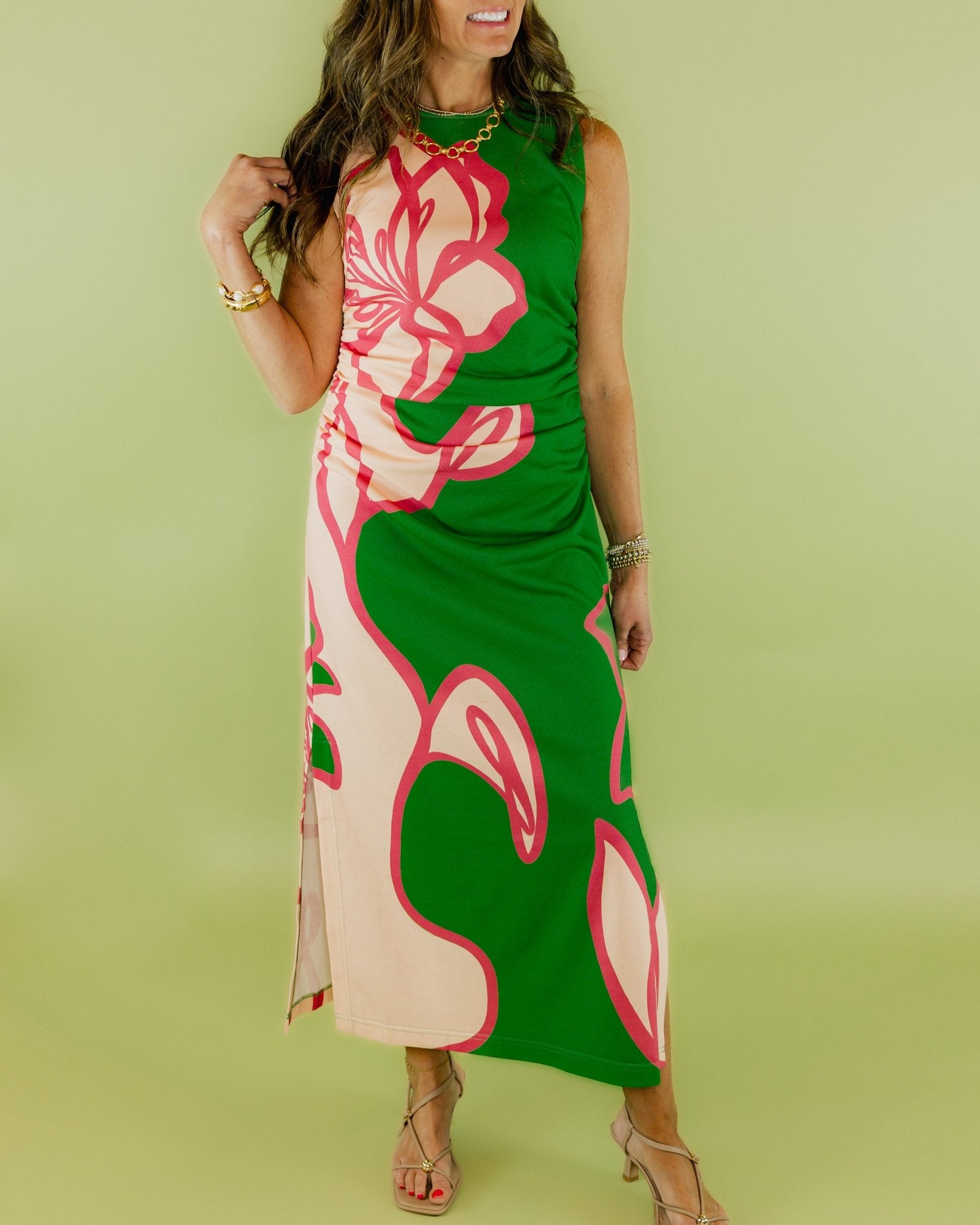 Whimsical Floral Slit Dress - Olive You BoutiqueALDEN ADAIR228193