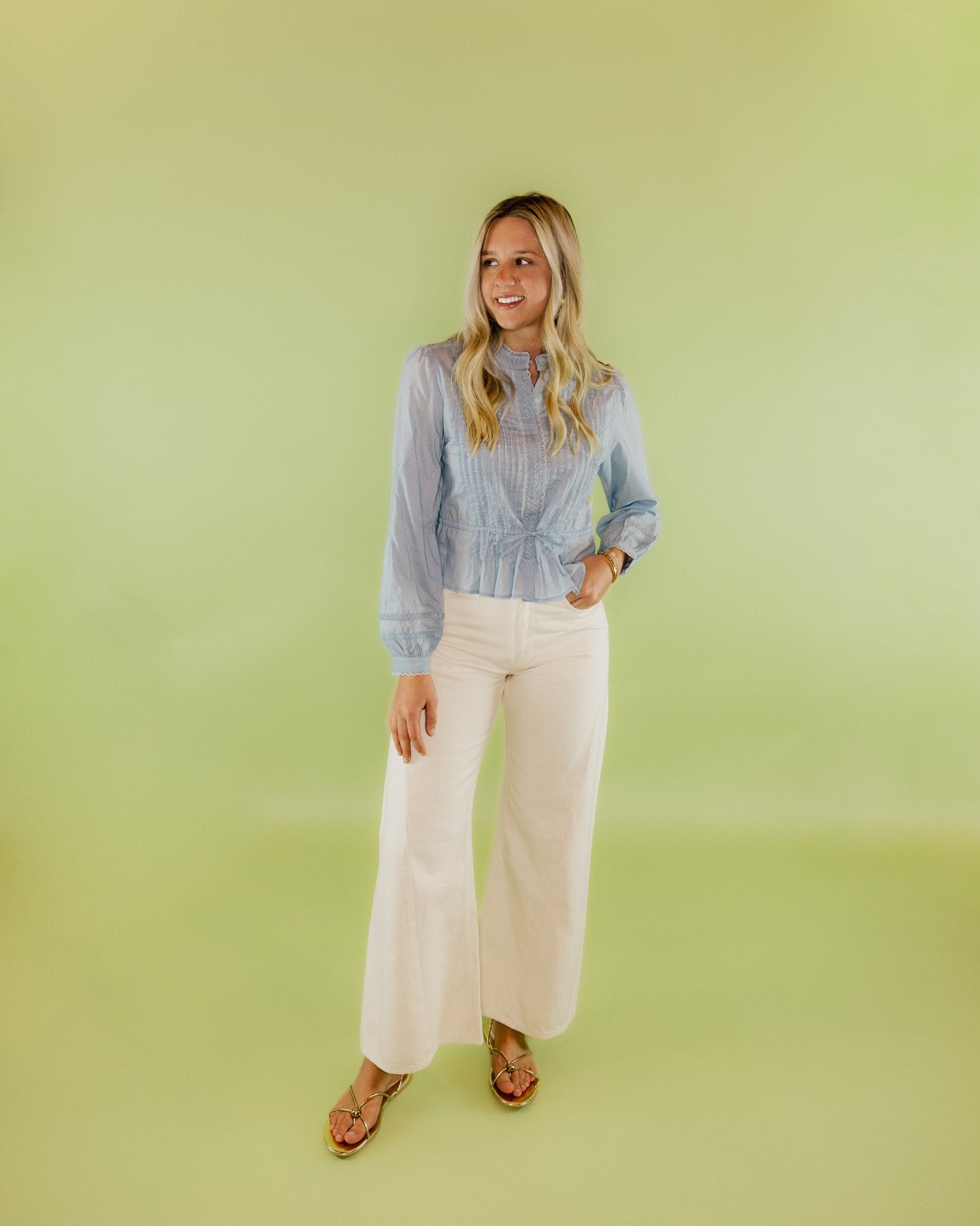 Mira Tie Waist Blouse - Olive You BoutiqueLOVE THE LABEL229121
