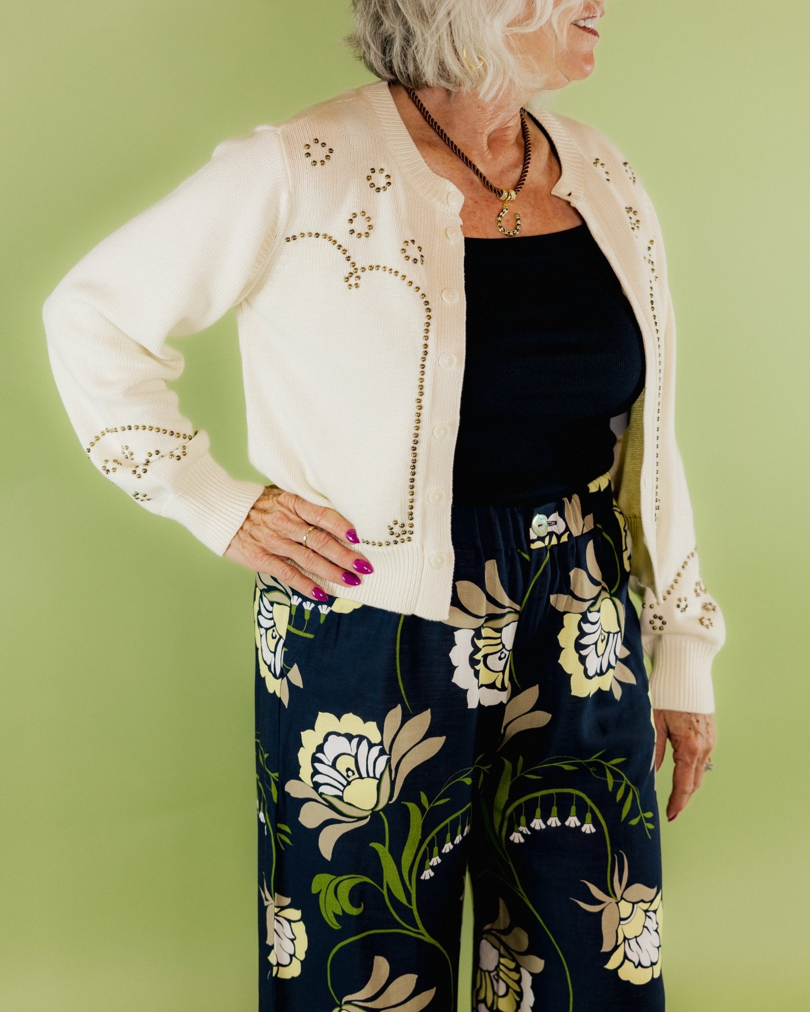 Studded Design Cardigan - Olive You BoutiqueTHE GREAT229215