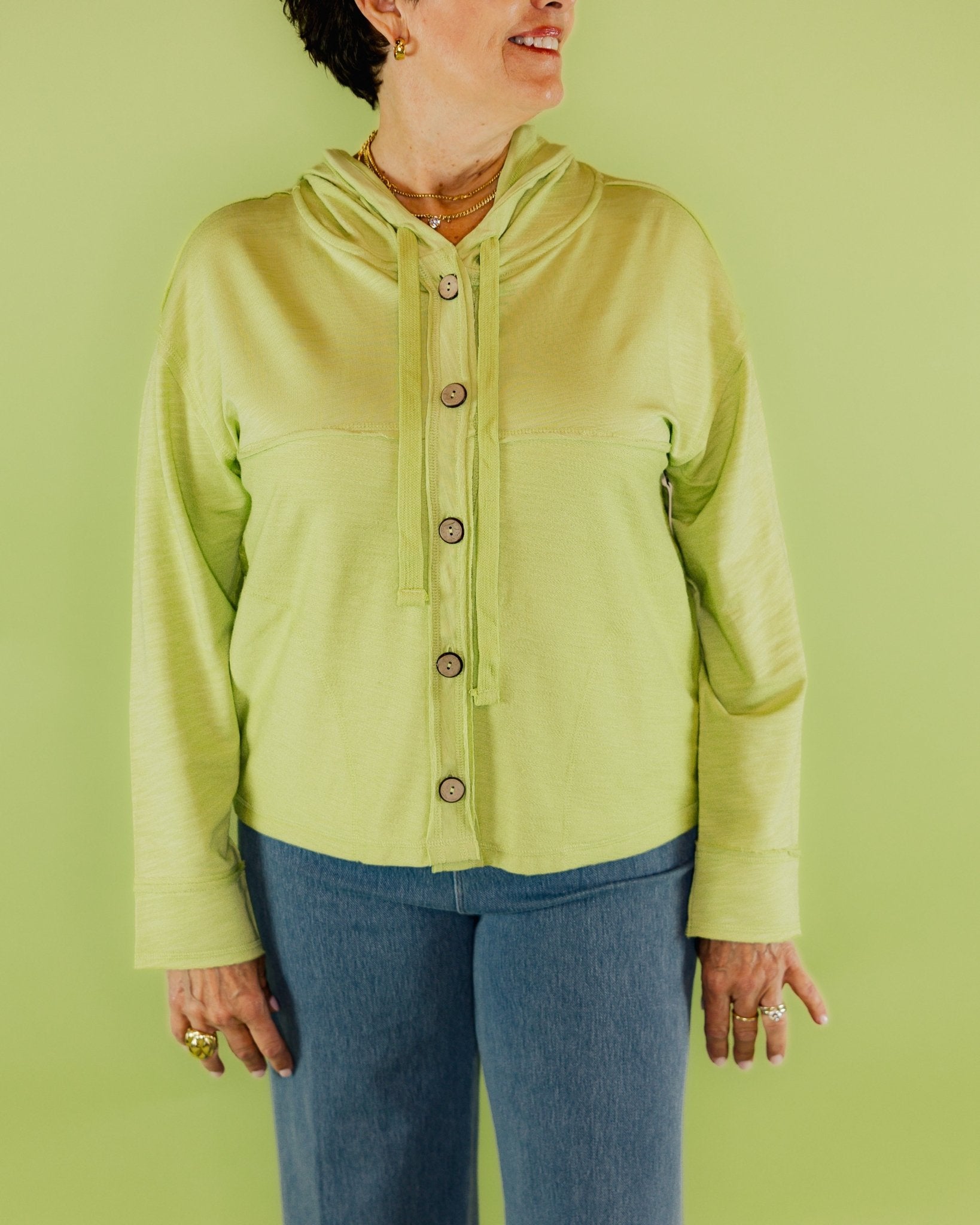 Button Front Hoodie - Olive You BoutiqueESCAPE BY HABITAT230519