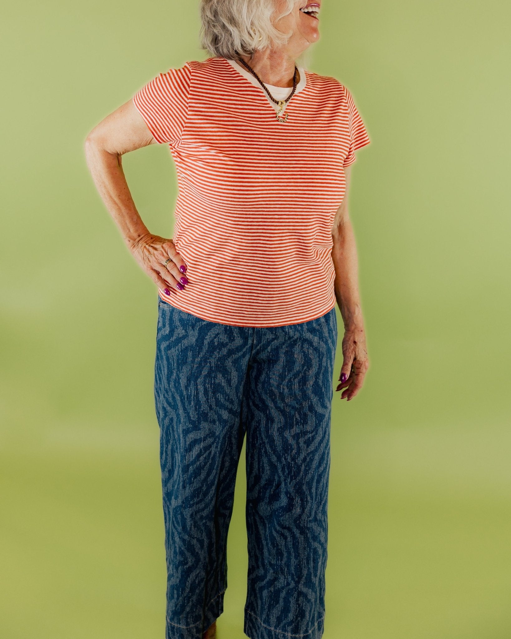 Classic Cotton Linen Stripe Tee - Olive You BoutiqueClare V.227225